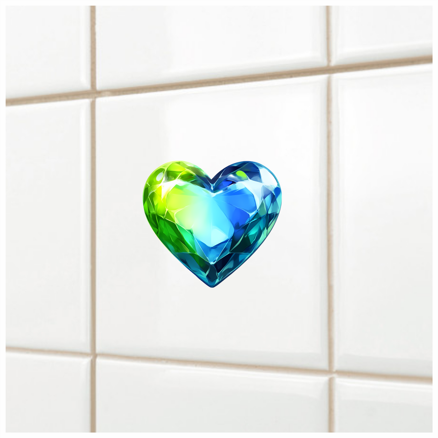 Green Blue Heart Crystal Vinyl Sticker Decal