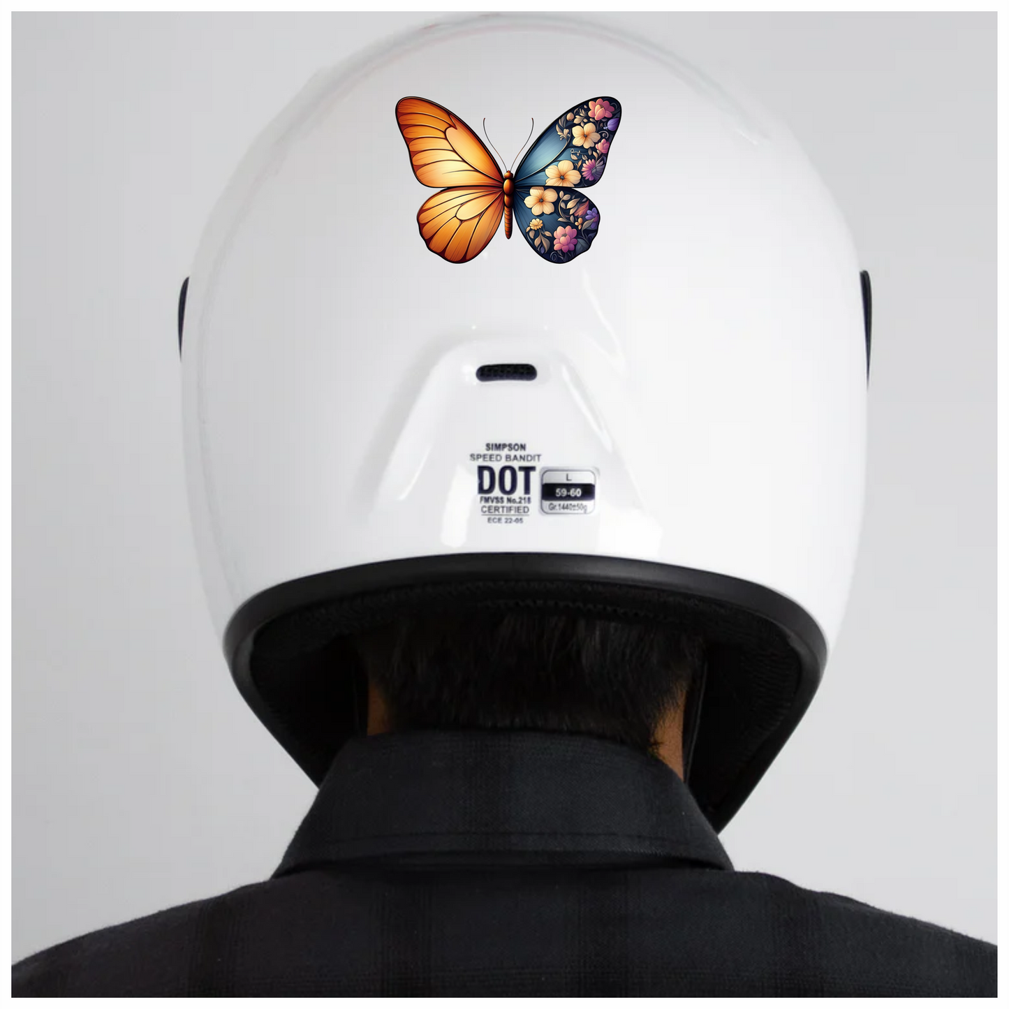 Orange Butterfly Floral Blue Vinyl Sticker Decal