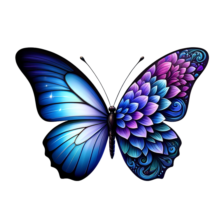 Blue Butterfly with Purple Patterns Vinyl Sticker Decal