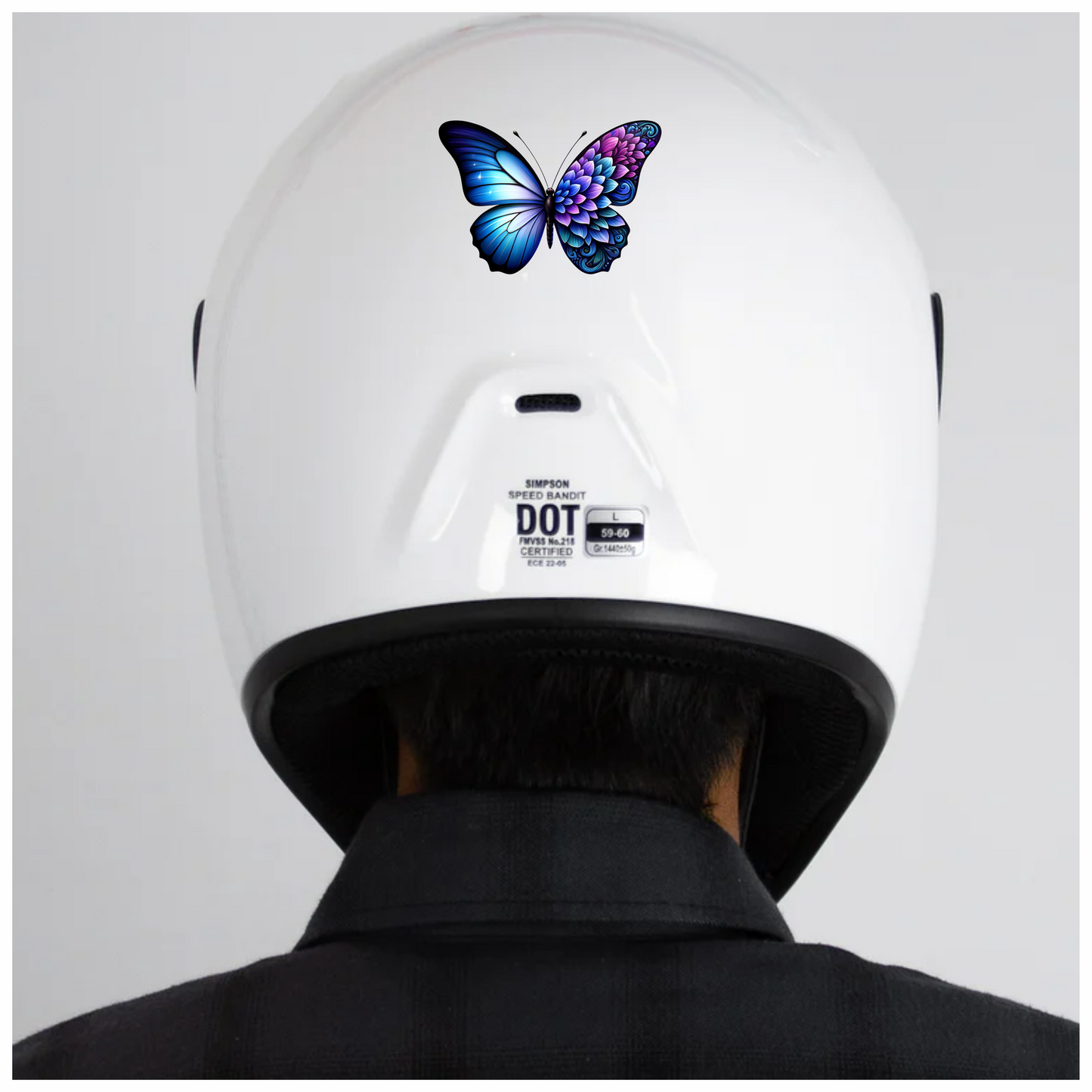 Blue Butterfly with Purple Patterns Vinyl Sticker Decal