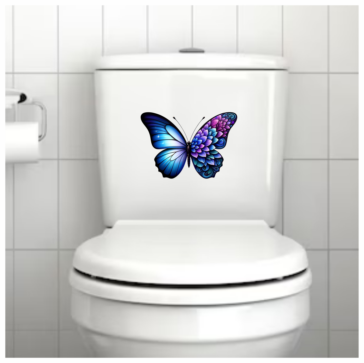 Blue Butterfly with Purple Patterns Vinyl Sticker Decal