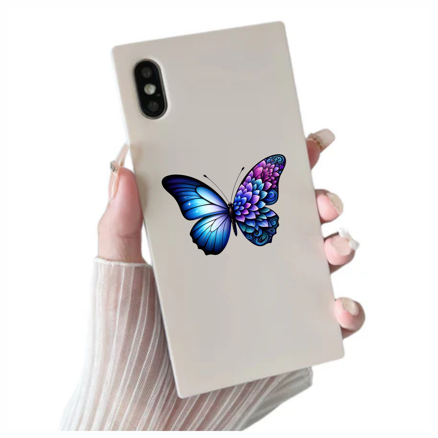 Blue Butterfly with Purple Patterns Vinyl Sticker Decal