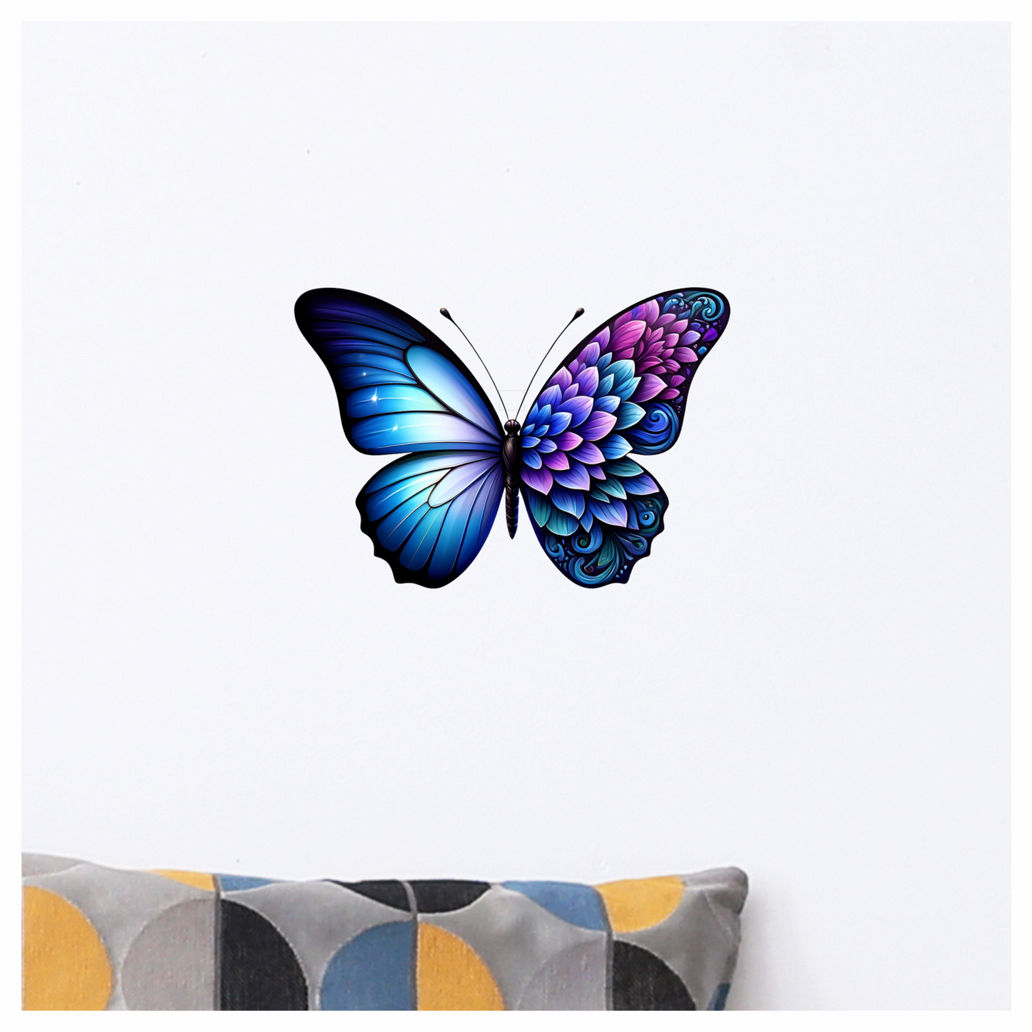 Blue Butterfly with Purple Patterns Vinyl Sticker Decal