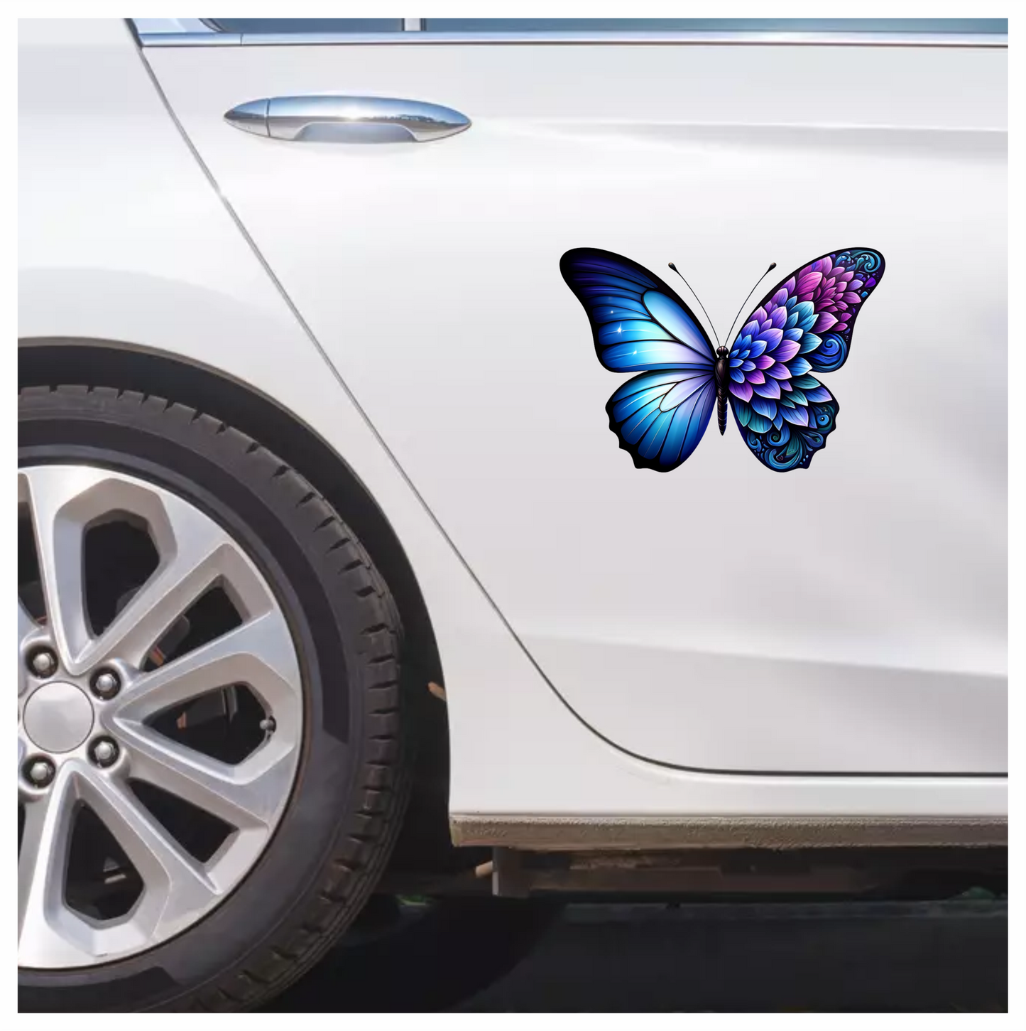 Blue Butterfly with Purple Patterns Vinyl Sticker Decal