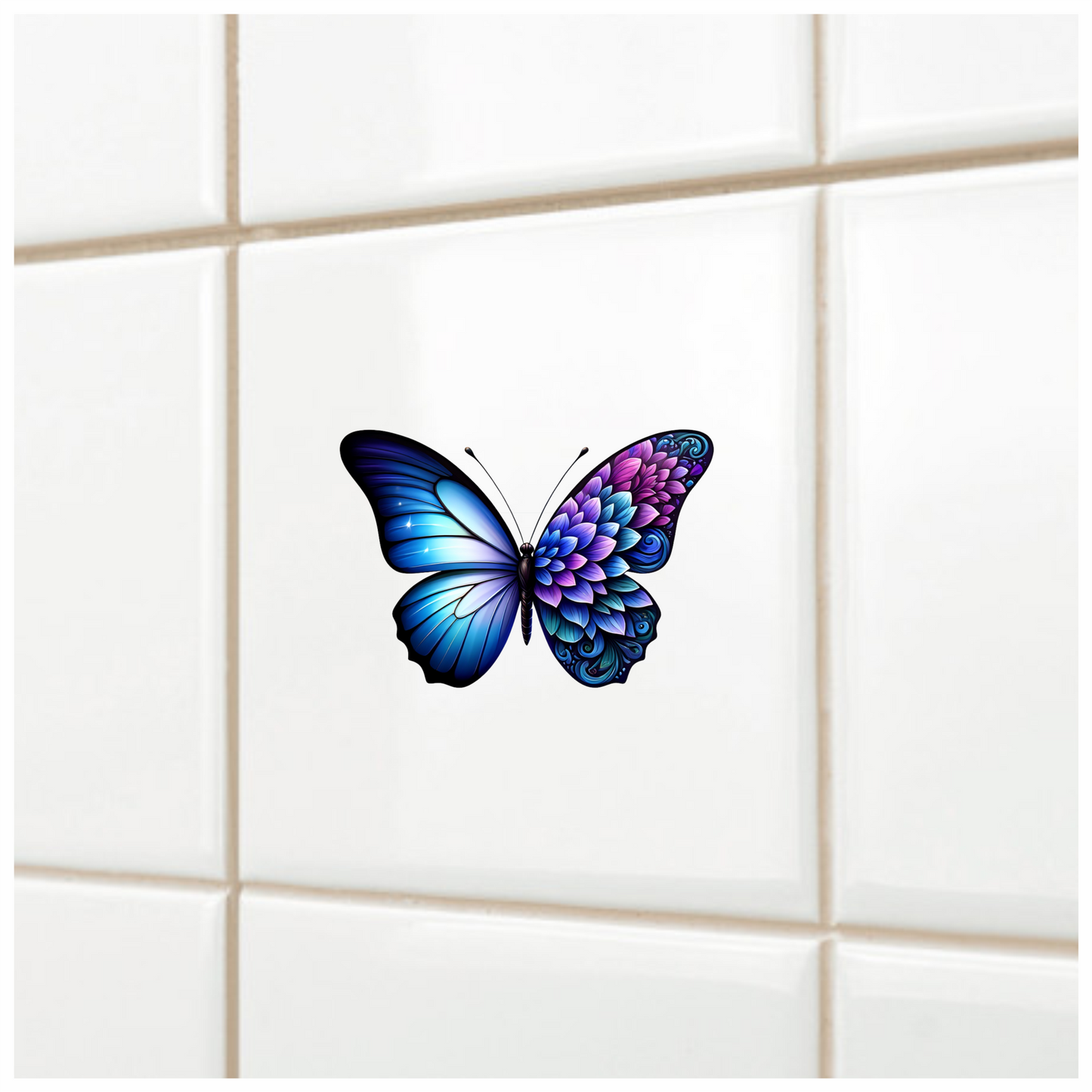 Blue Butterfly with Purple Patterns Vinyl Sticker Decal