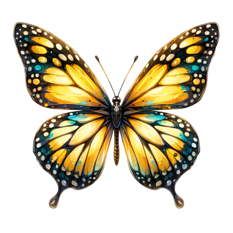 Butterfly Yellow Blue Monarch Vinyl Sticker Decal