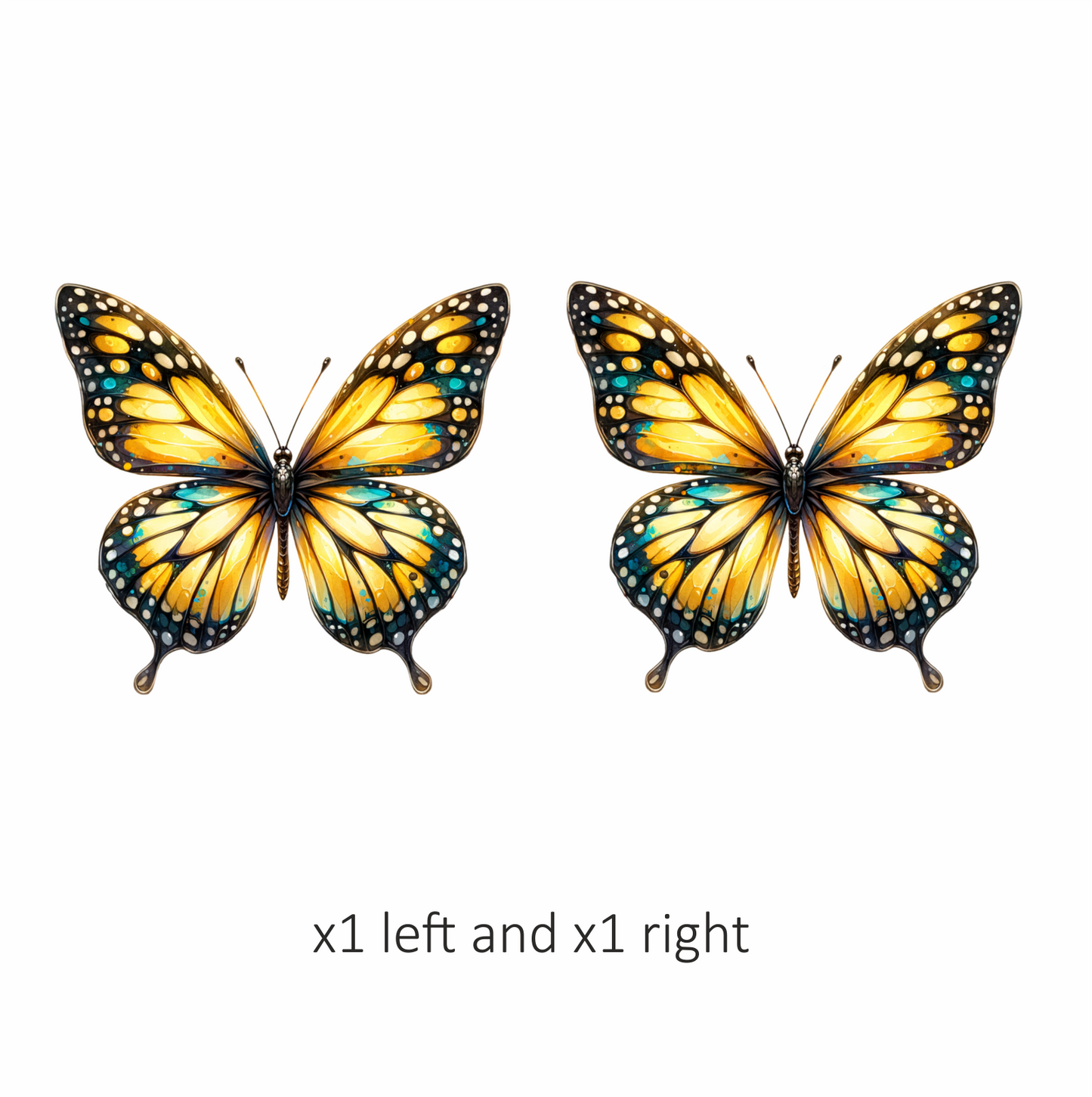 Butterfly Yellow Blue Monarch Vinyl Sticker Decal