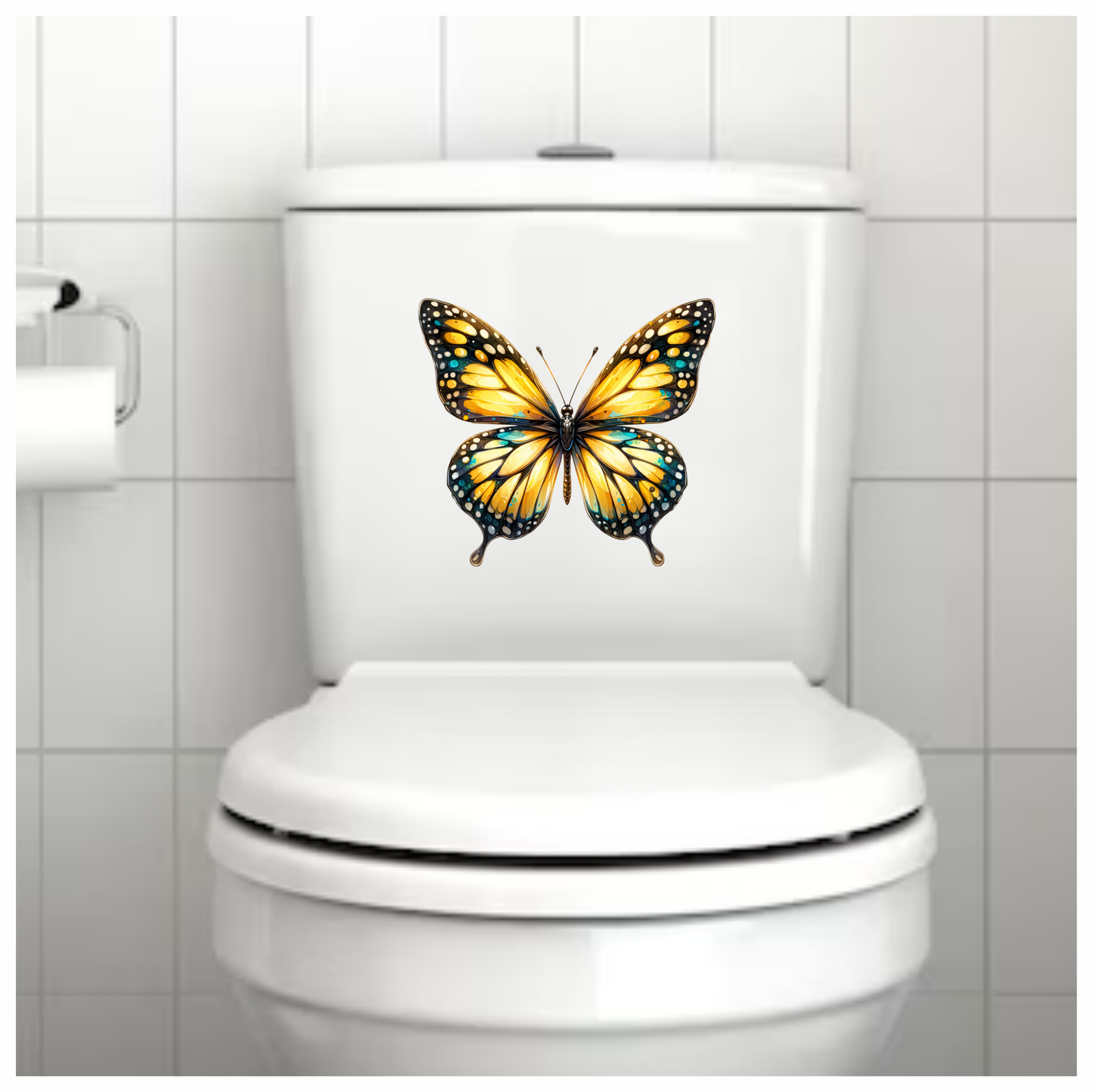 Butterfly Yellow Blue Monarch Vinyl Sticker Decal