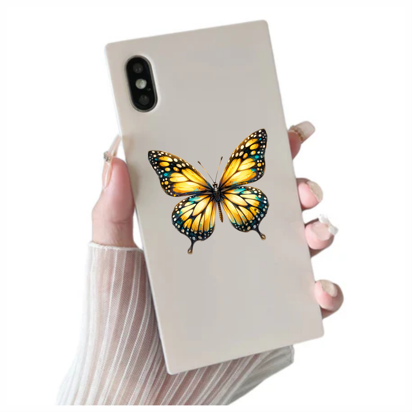 Butterfly Yellow Blue Monarch Vinyl Sticker Decal