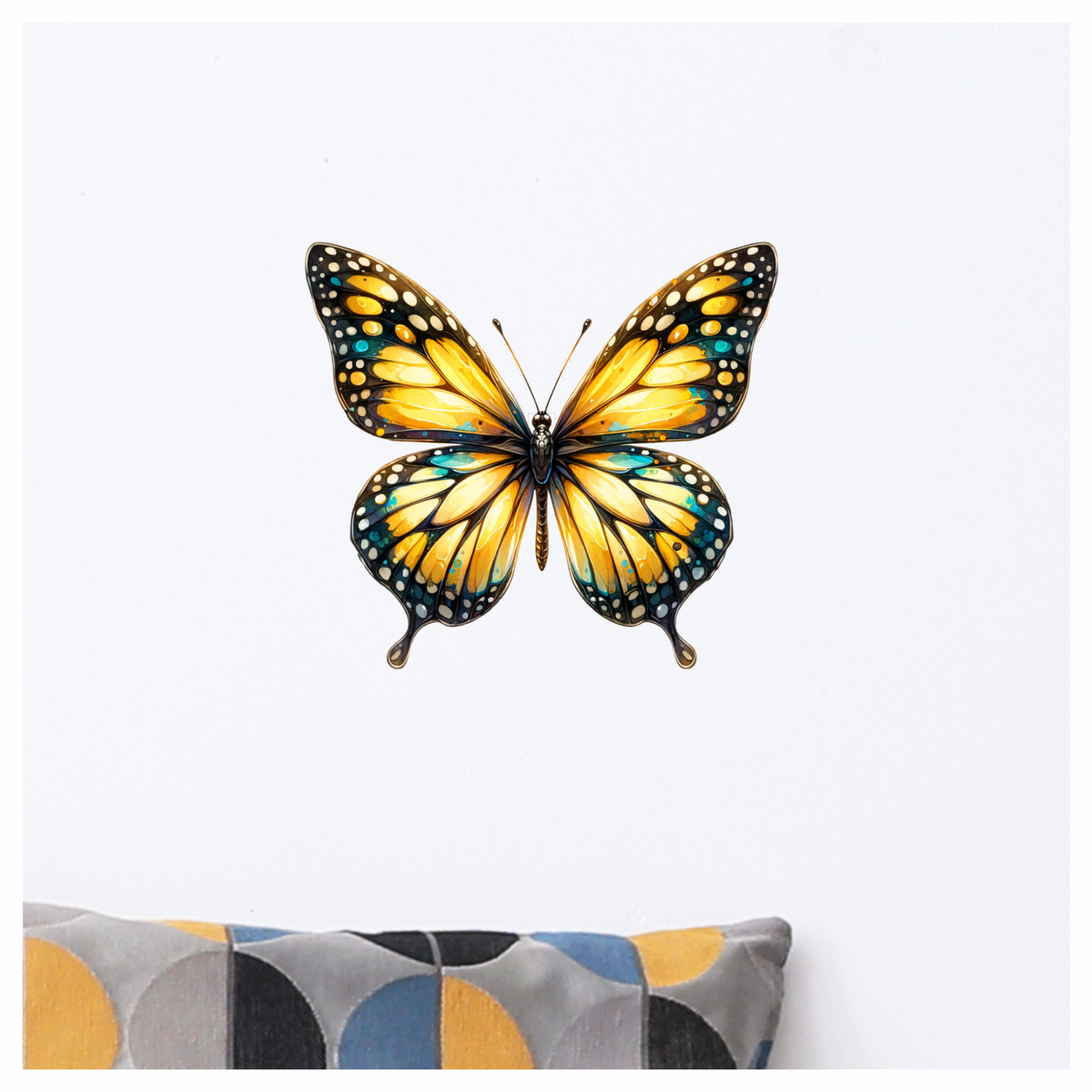 Butterfly Yellow Blue Monarch Vinyl Sticker Decal