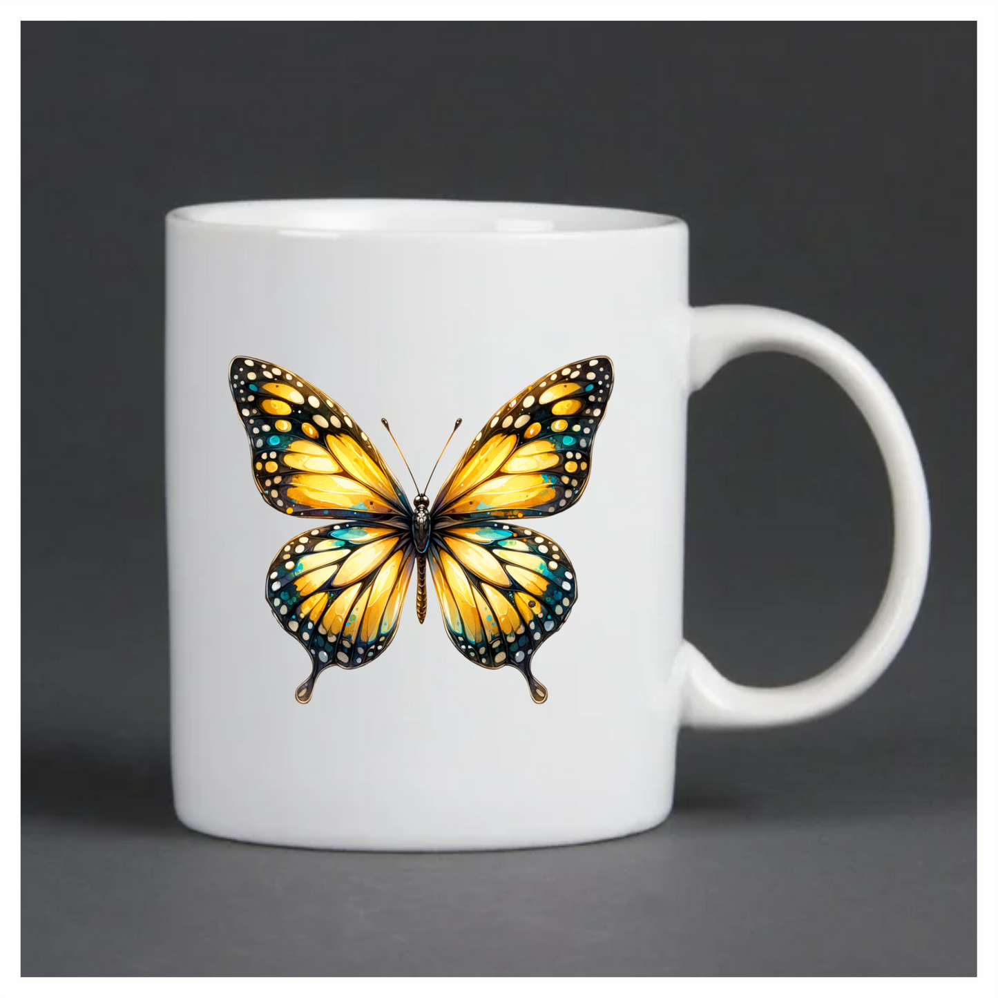 Butterfly Yellow Blue Monarch Vinyl Sticker Decal