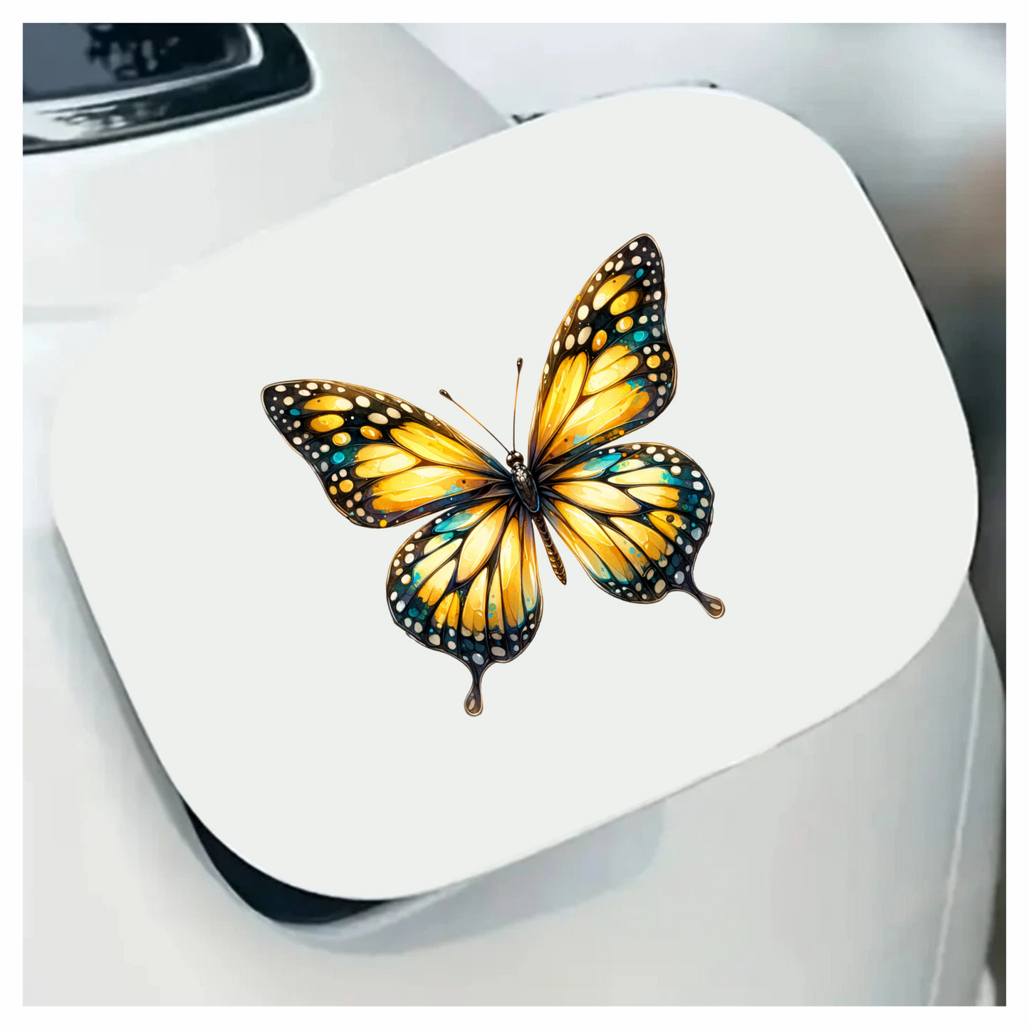 Butterfly Yellow Blue Monarch Vinyl Sticker Decal
