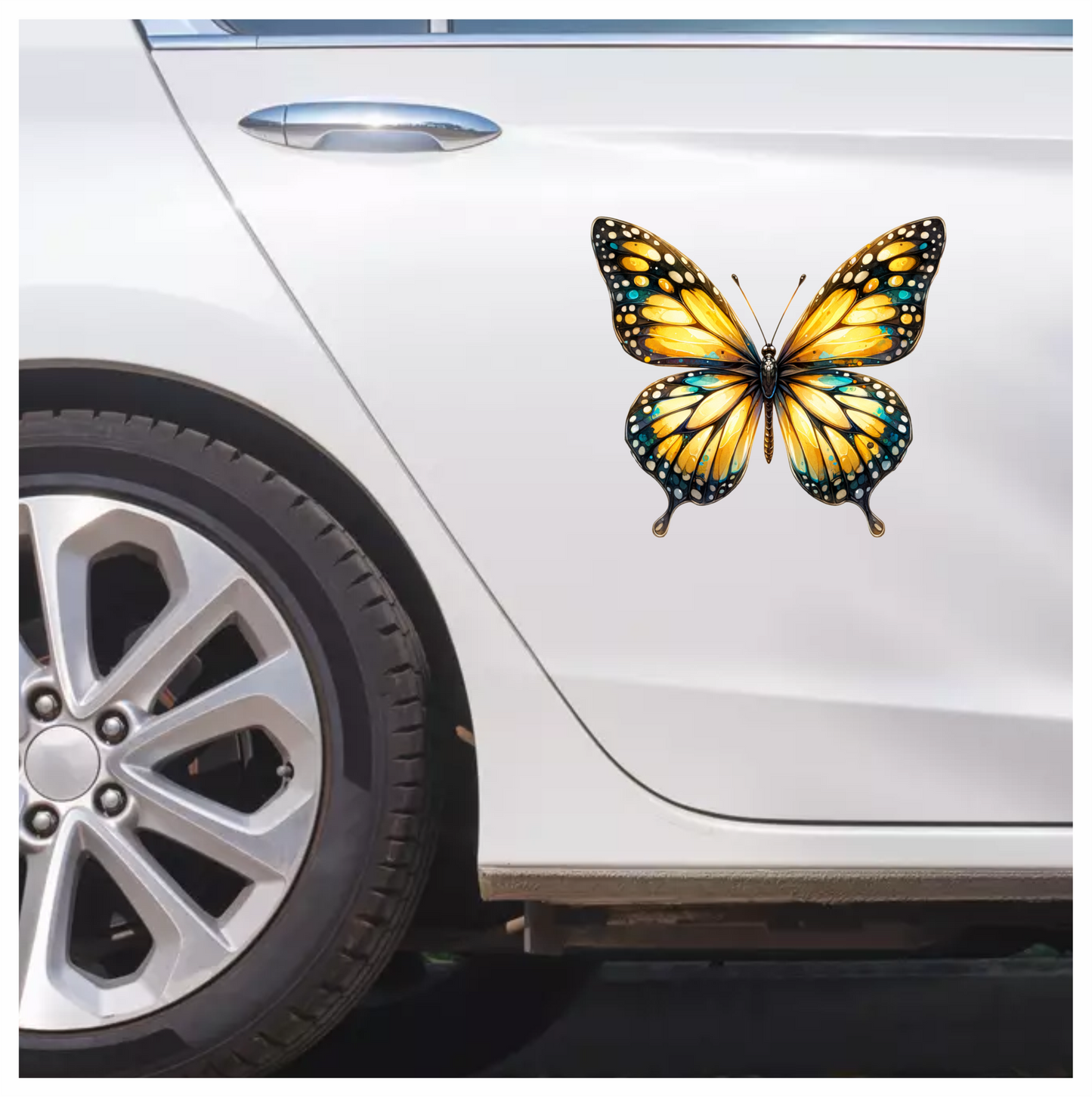 Butterfly Yellow Blue Monarch Vinyl Sticker Decal