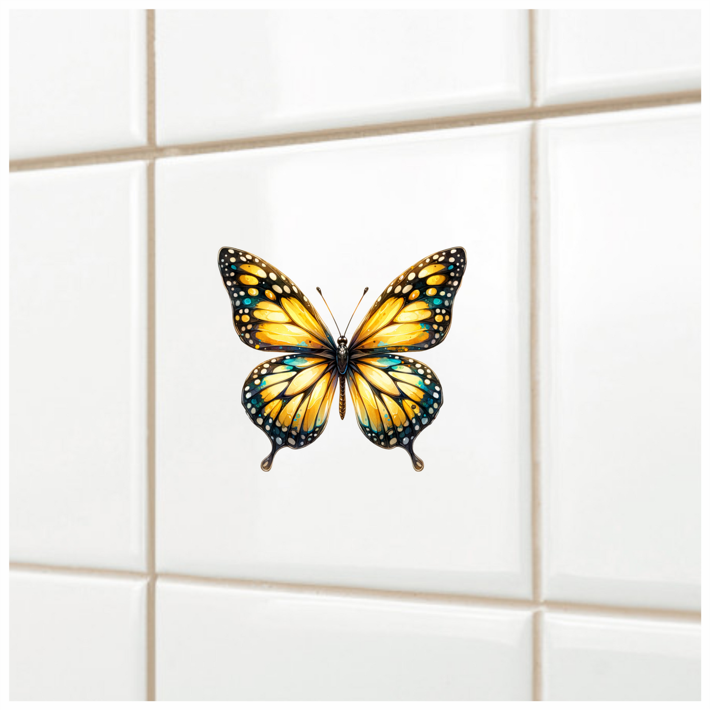 Butterfly Yellow Blue Monarch Vinyl Sticker Decal