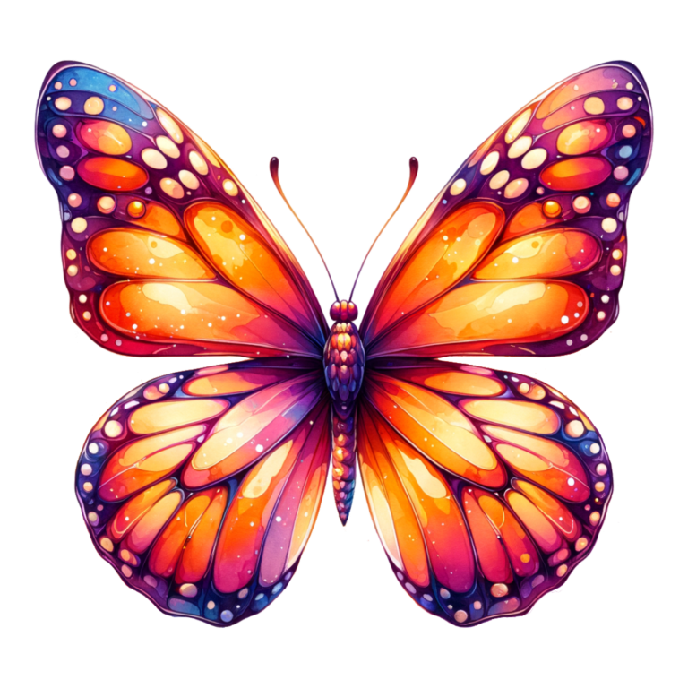 Orange Butterfly Wings Insect Artistic Vinyl Sticker Decal