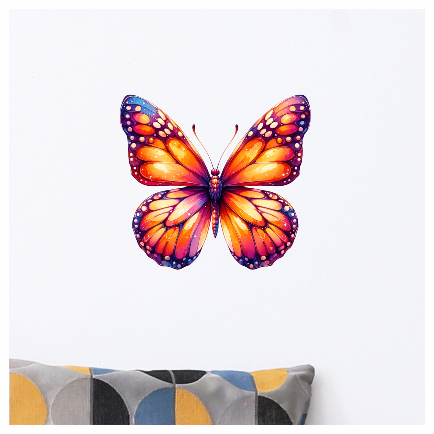 Orange Butterfly Wings Insect Artistic Vinyl Sticker Decal