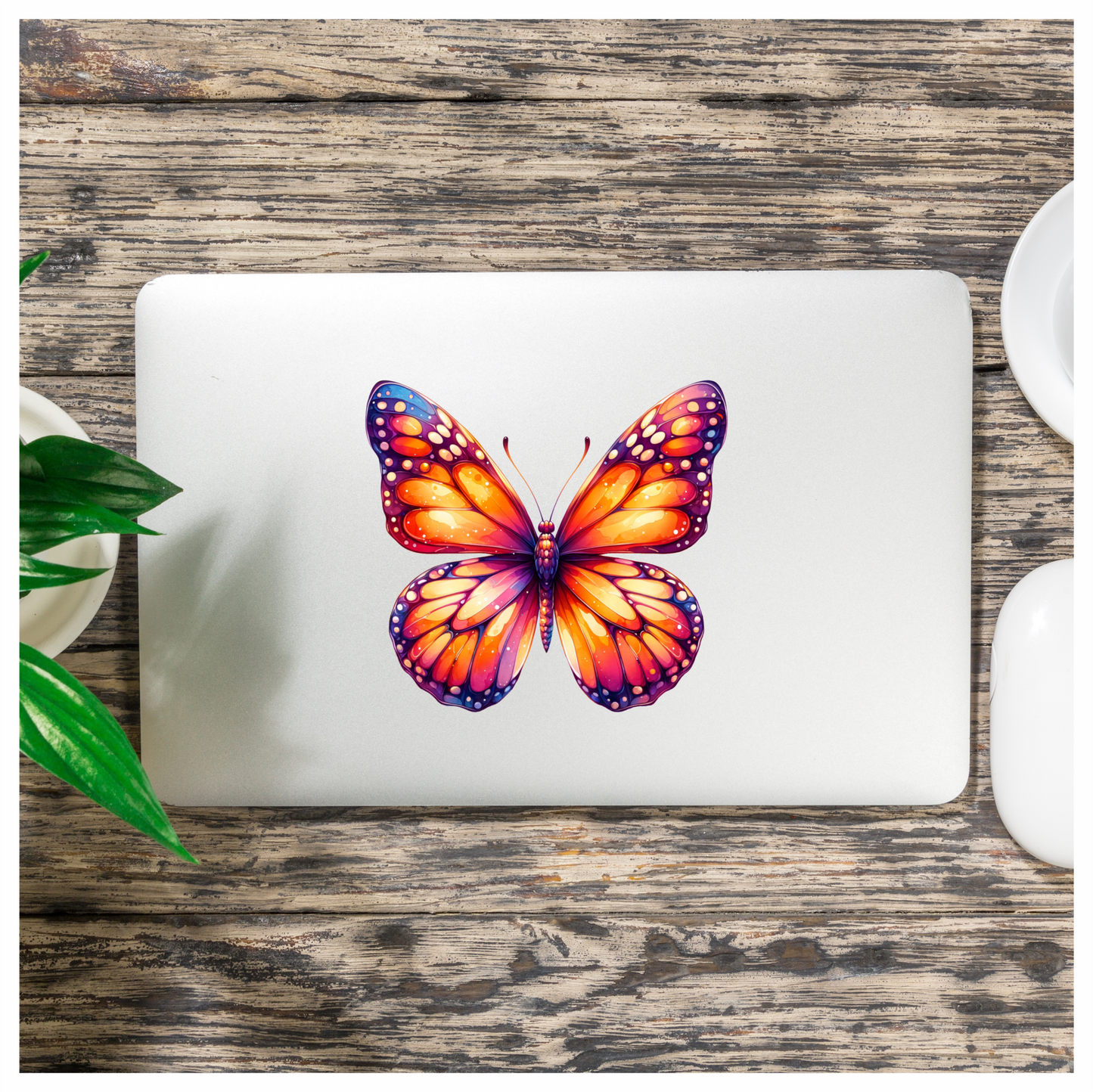 Orange Butterfly Wings Insect Artistic Vinyl Sticker Decal