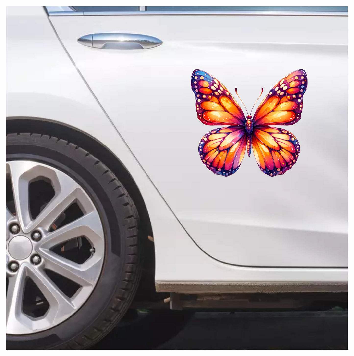 Orange Butterfly Wings Insect Artistic Vinyl Sticker Decal