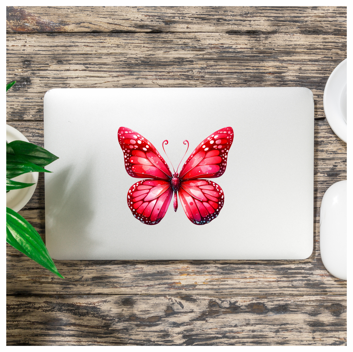 Red Butterfly Insect Delicate Wings Bright Vinyl Sticker Decal