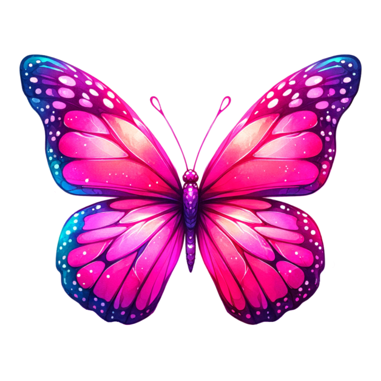 Pink Butterfly Colorful Insect Vibrant Wings Detailed Vinyl Sticker Decal