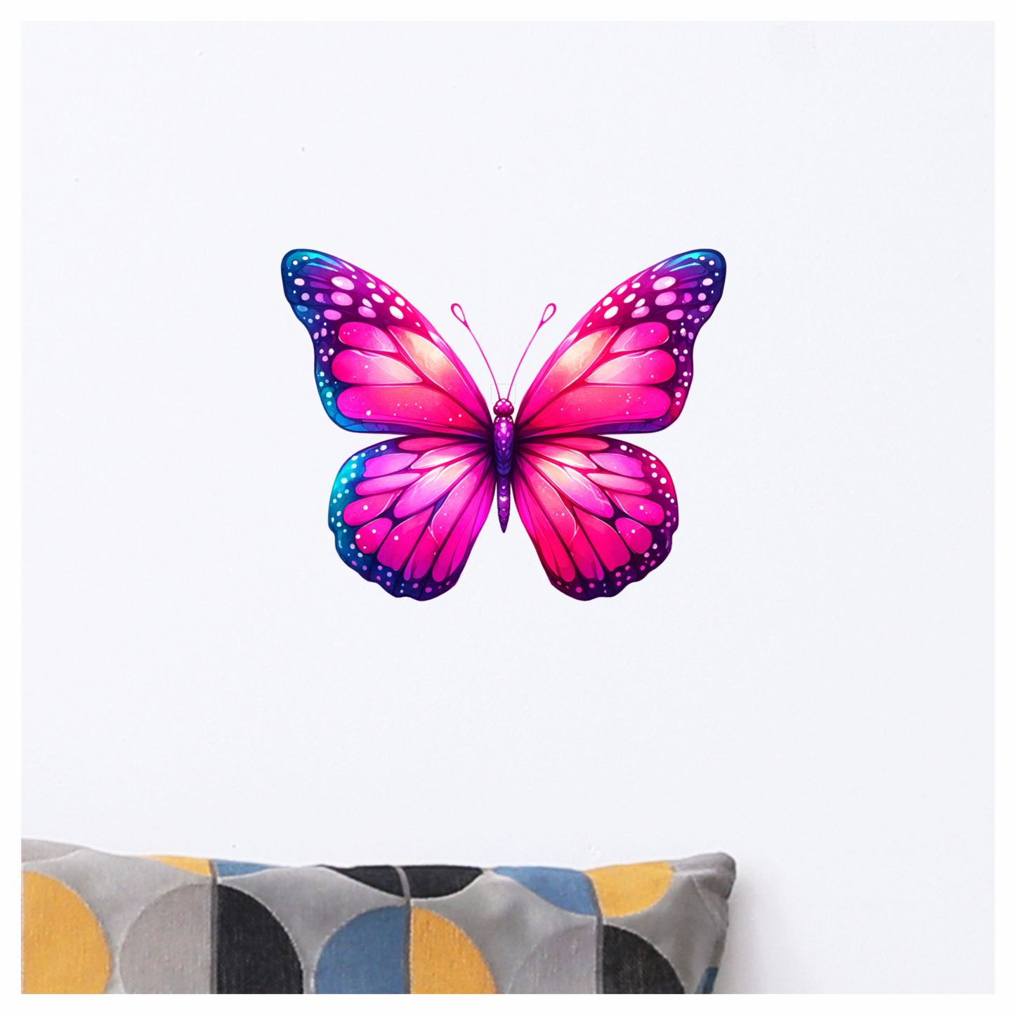 Pink Butterfly Colorful Insect Vibrant Wings Detailed Vinyl Sticker Decal