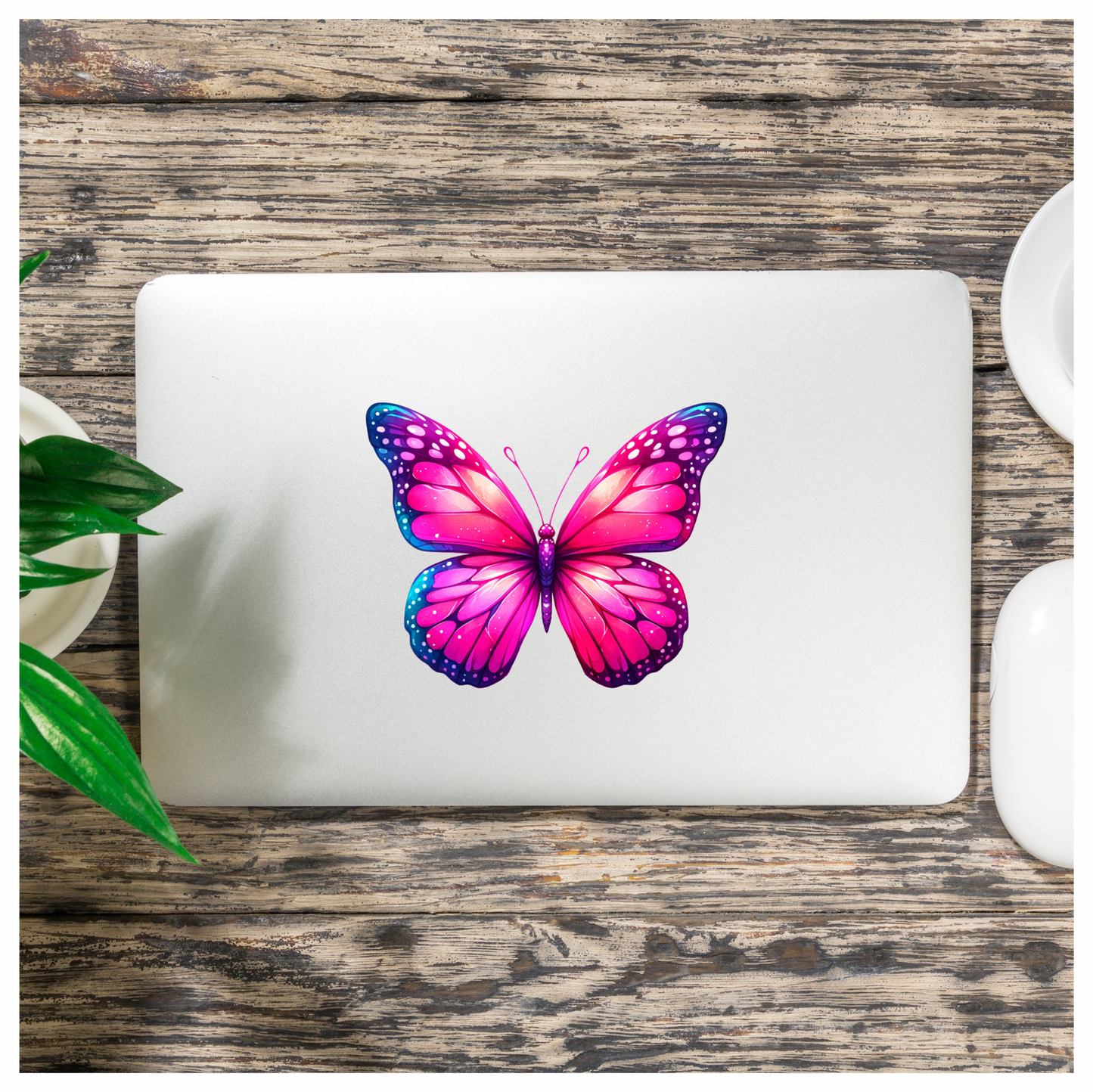Pink Butterfly Colorful Insect Vibrant Wings Detailed Vinyl Sticker Decal