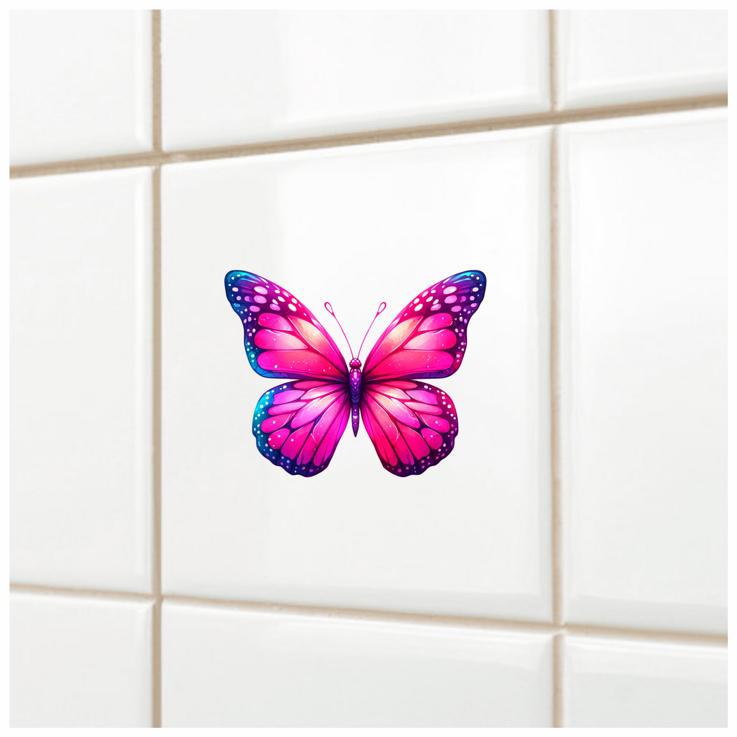 Pink Butterfly Colorful Insect Vibrant Wings Detailed Vinyl Sticker Decal
