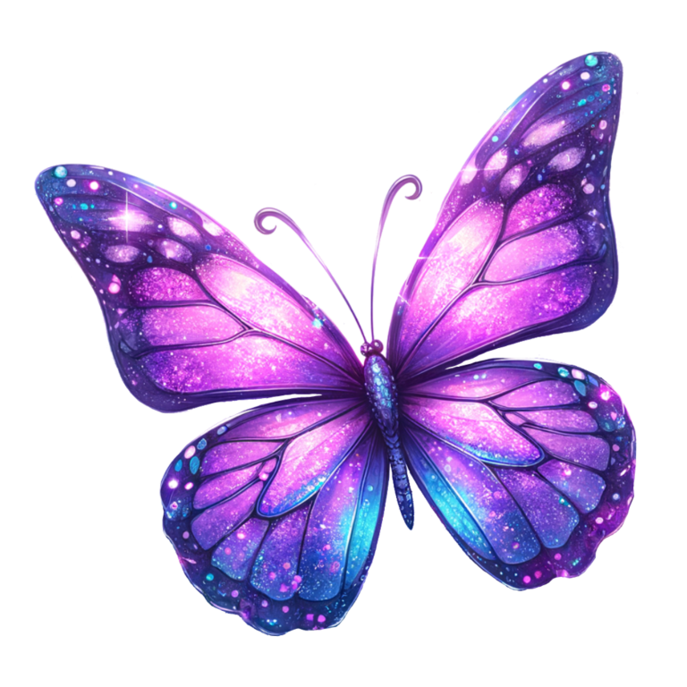 Purple Butterfly Wings Sparkle Vinyl Sticker Decal