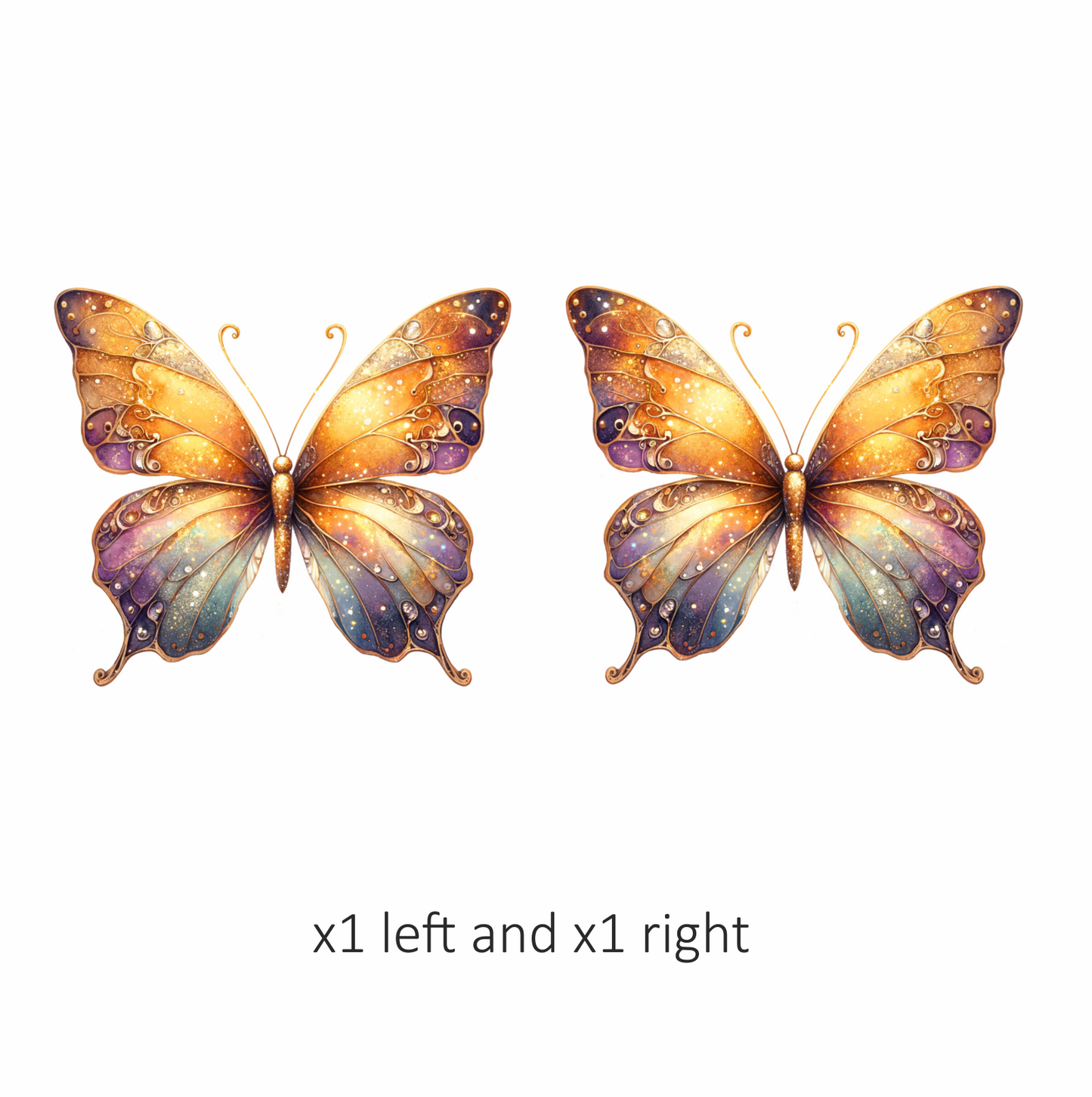 Butterfly Orange Sparkles Purple Wings Vinyl Sticker Decal