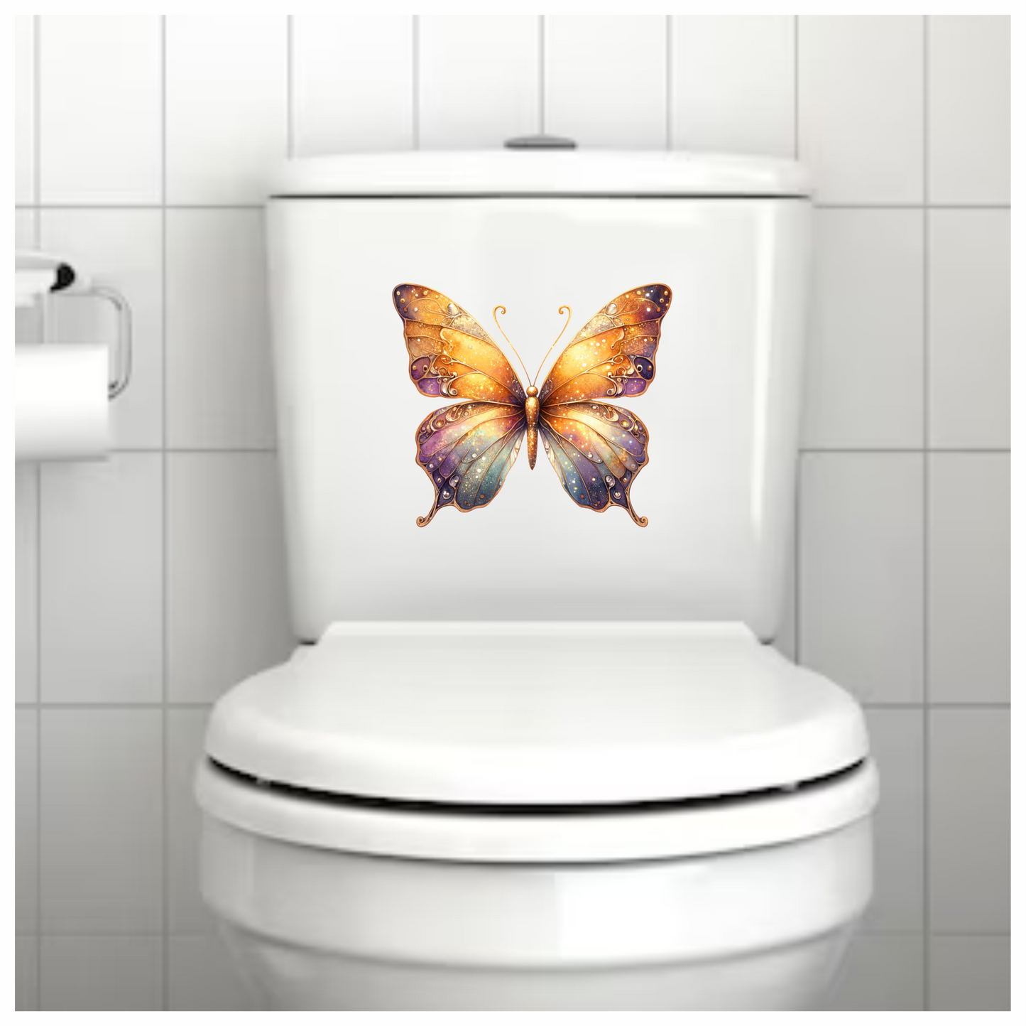 Butterfly Orange Sparkles Purple Wings Vinyl Sticker Decal