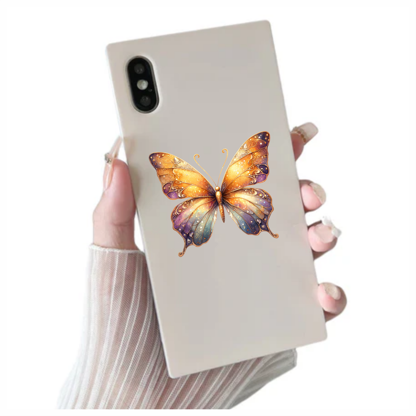 Butterfly Orange Sparkles Purple Wings Vinyl Sticker Decal