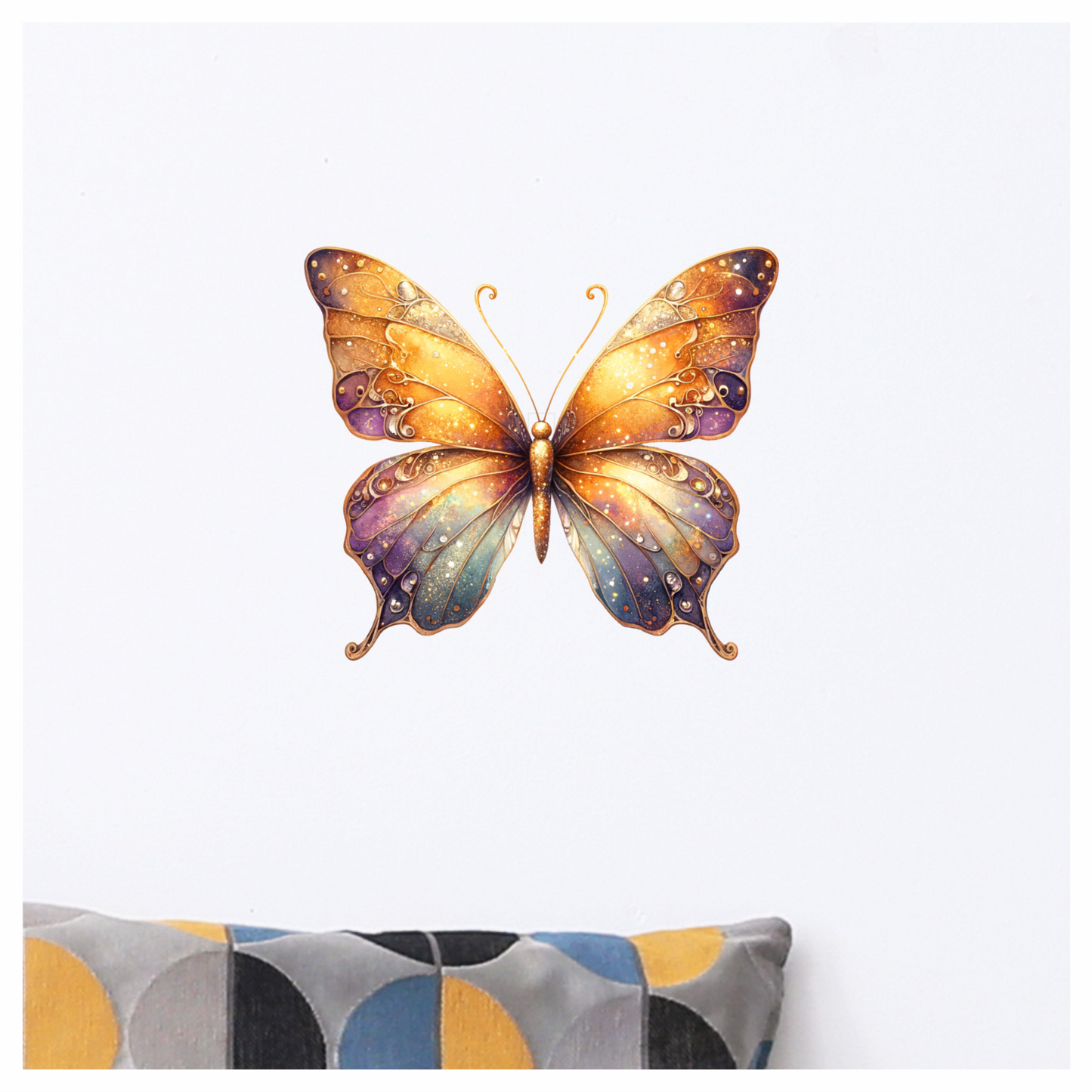 Butterfly Orange Sparkles Purple Wings Vinyl Sticker Decal