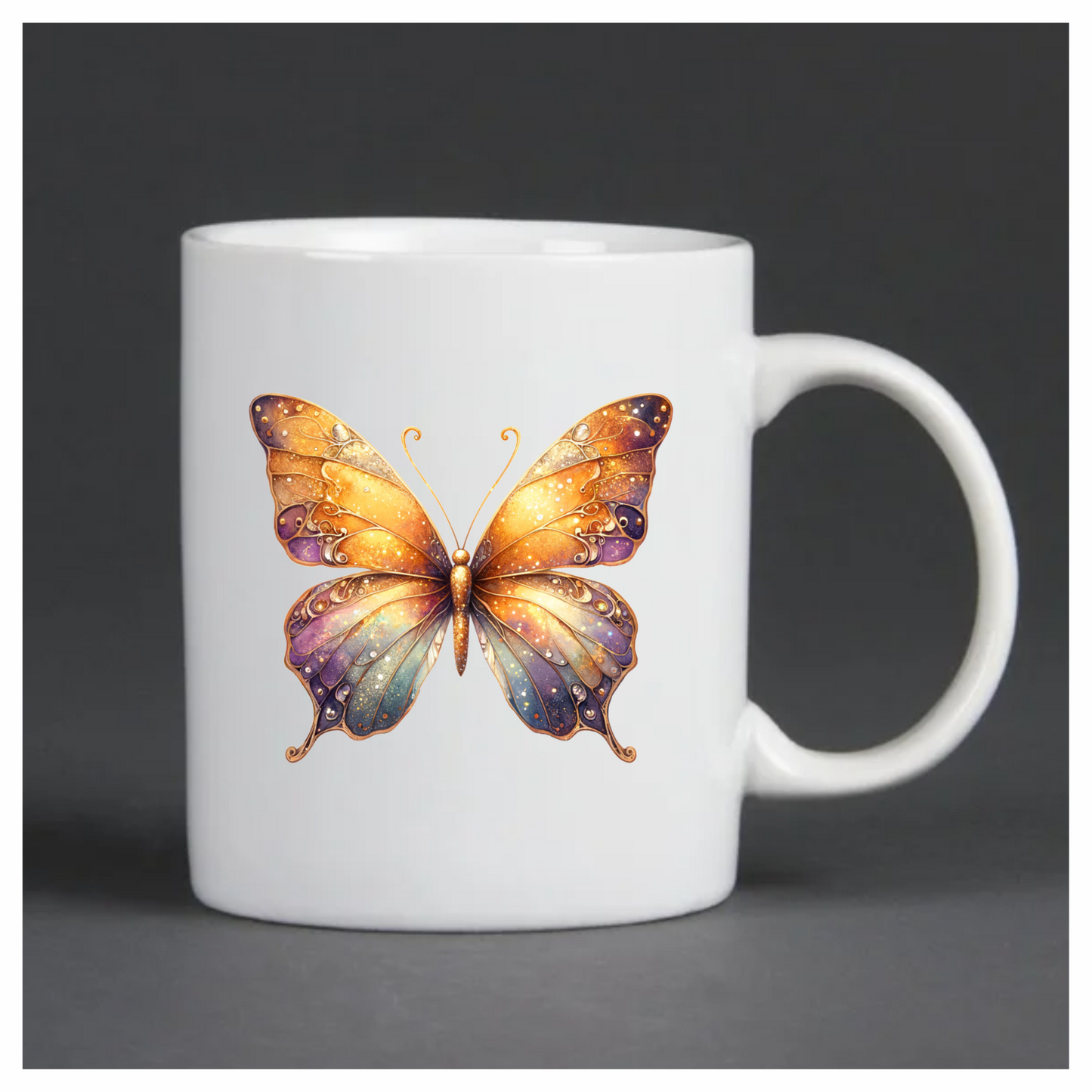 Butterfly Orange Sparkles Purple Wings Vinyl Sticker Decal
