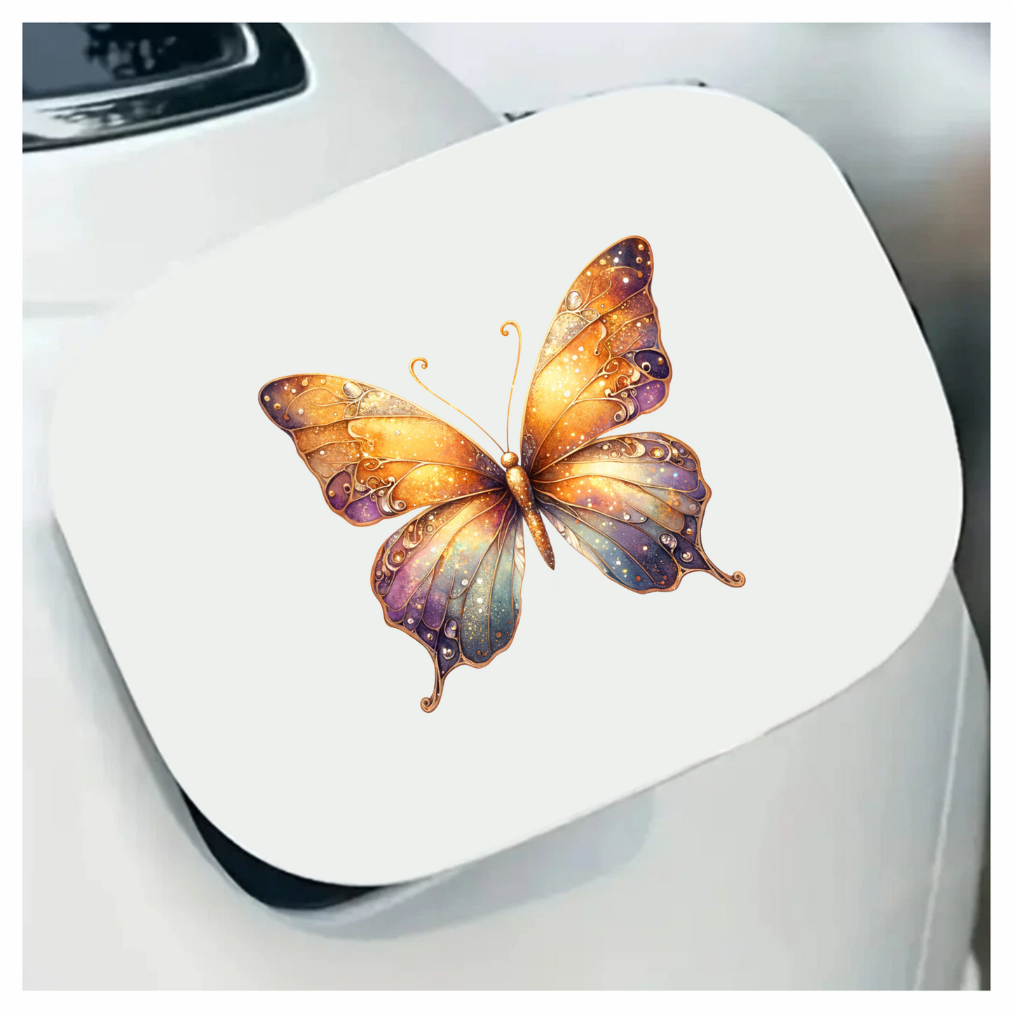 Butterfly Orange Sparkles Purple Wings Vinyl Sticker Decal