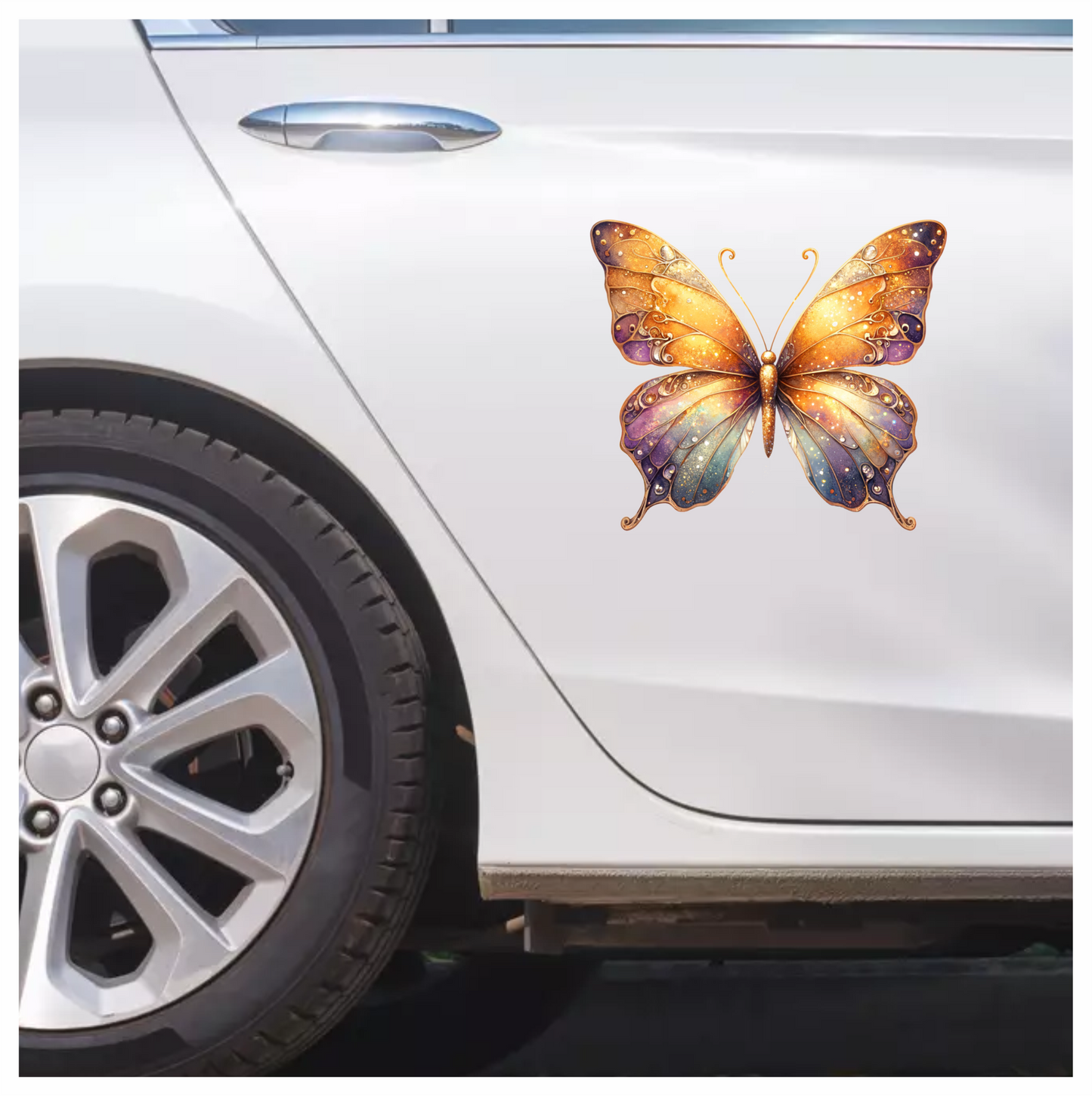 Butterfly Orange Sparkles Purple Wings Vinyl Sticker Decal