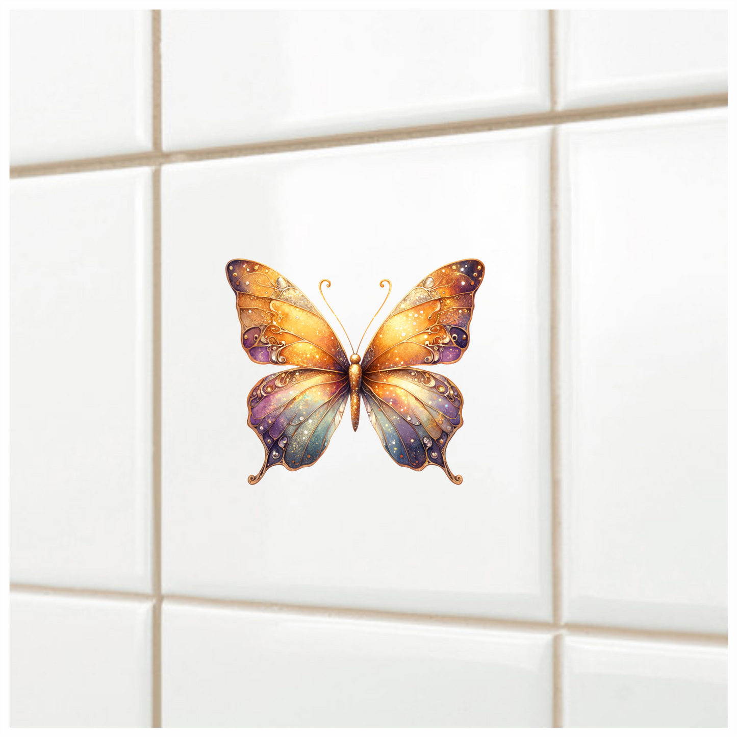 Butterfly Orange Sparkles Purple Wings Vinyl Sticker Decal
