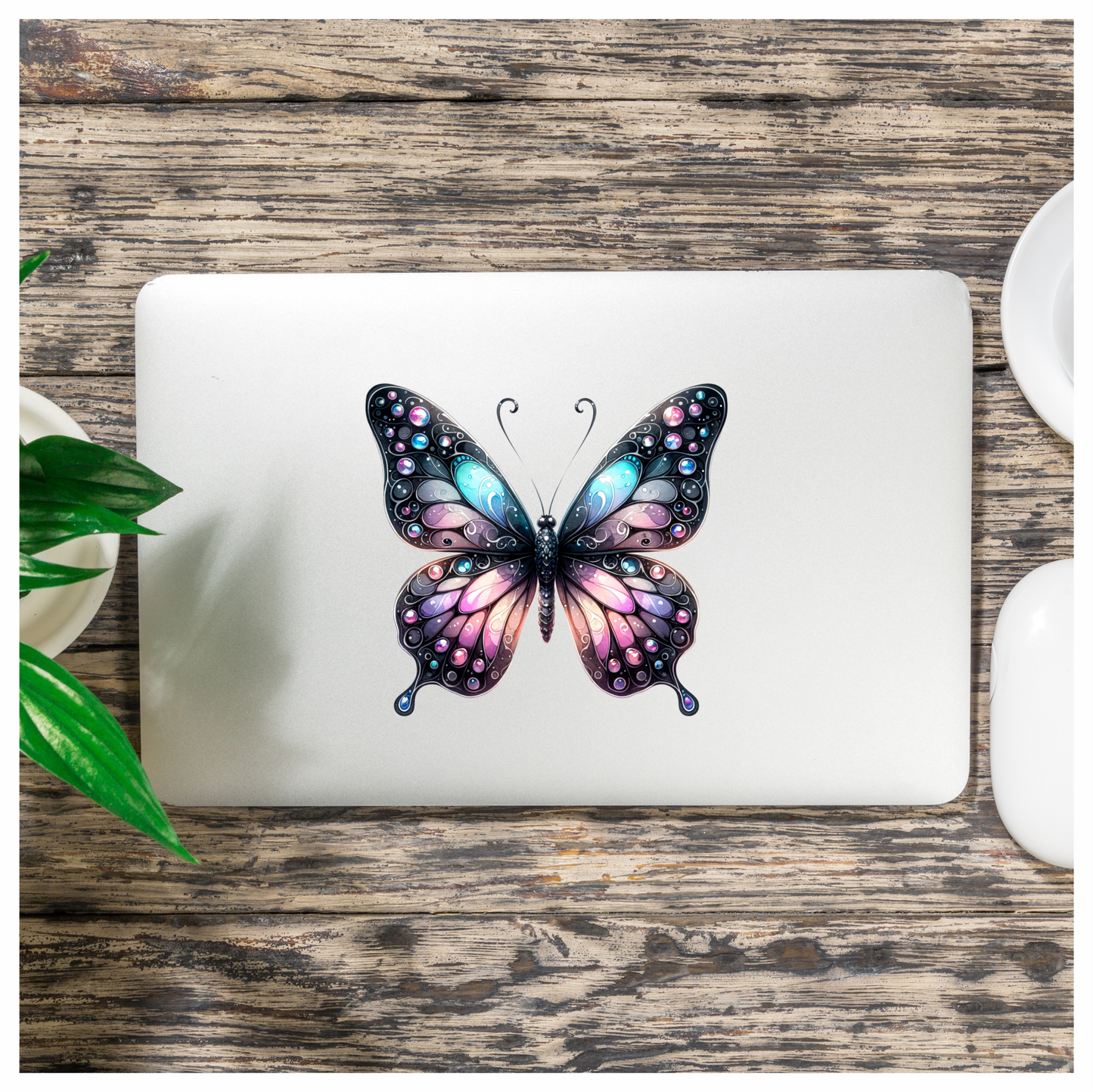 Butterfly Black Blue Pink Purple Vinyl Sticker Decal