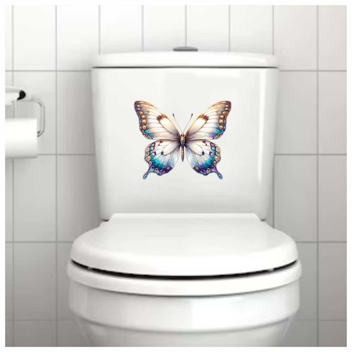 Butterfly White Blue Wings Vinyl Sticker Decal