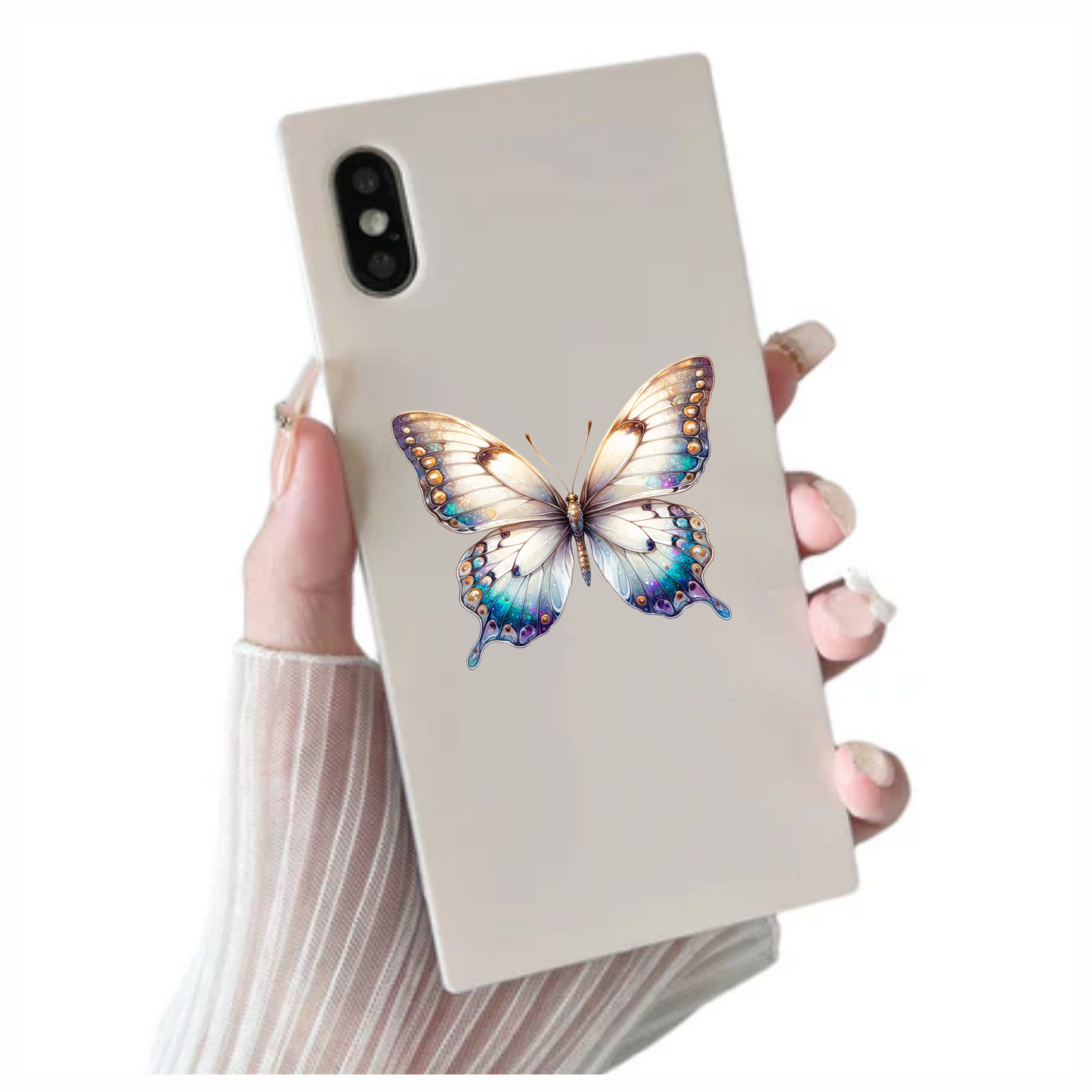 Butterfly White Blue Wings Vinyl Sticker Decal