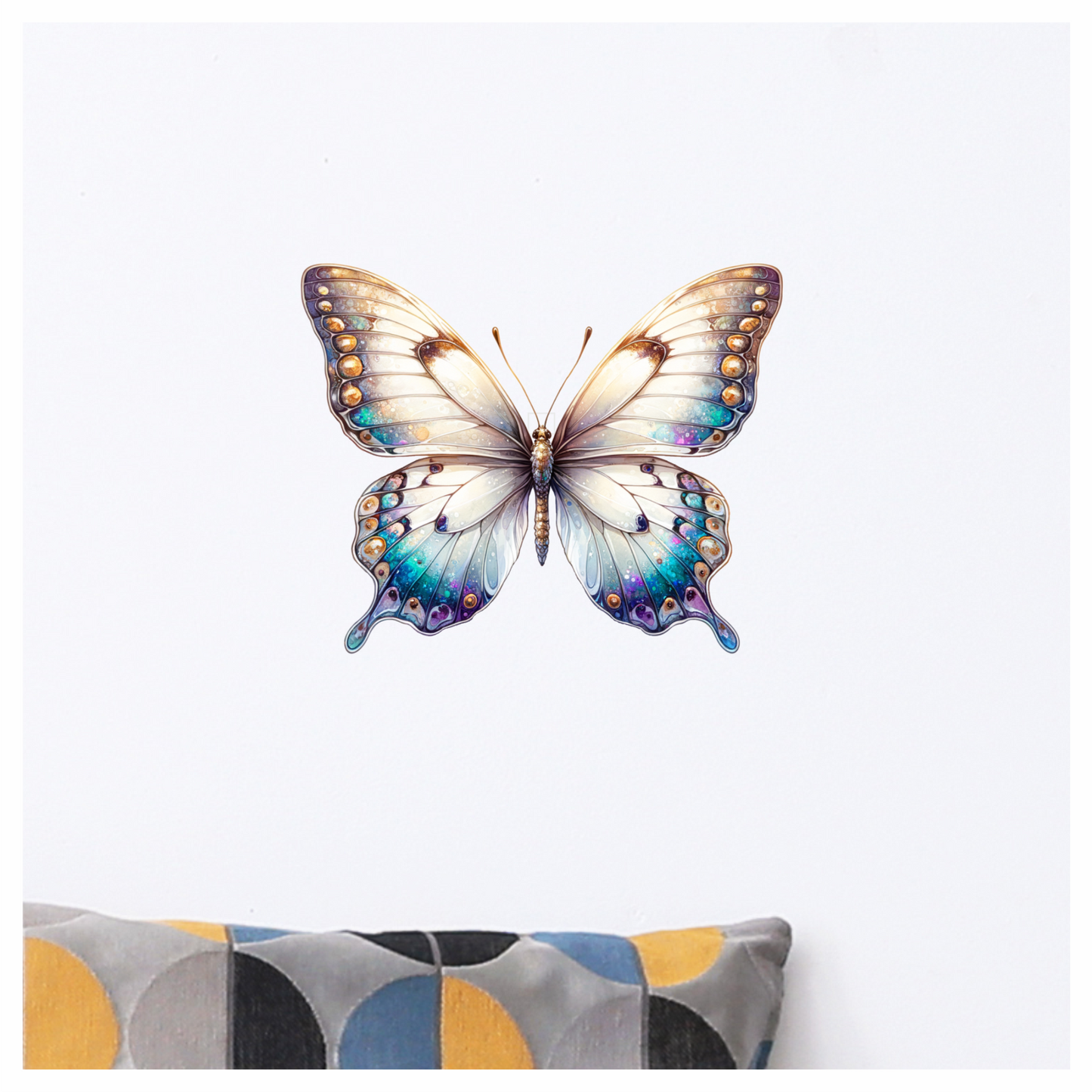 Butterfly White Blue Wings Vinyl Sticker Decal