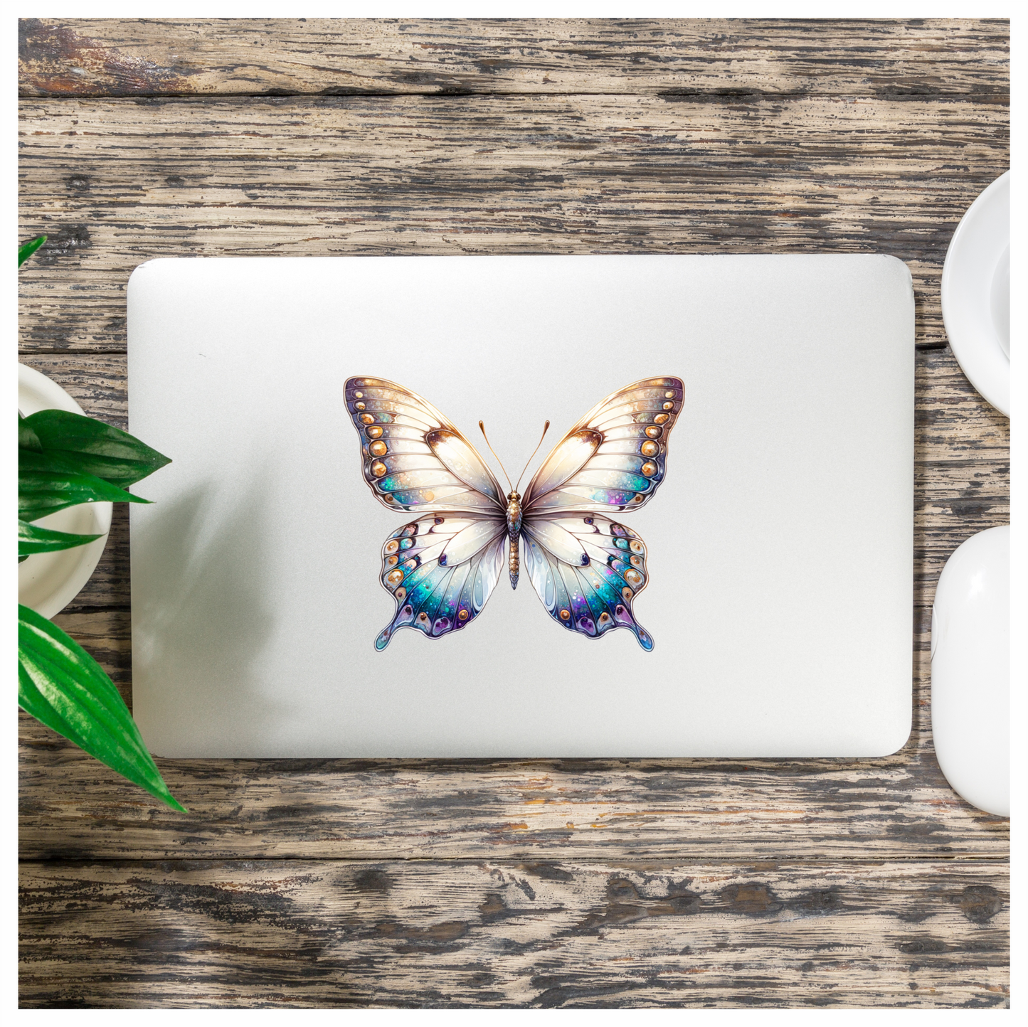 Butterfly White Blue Wings Vinyl Sticker Decal