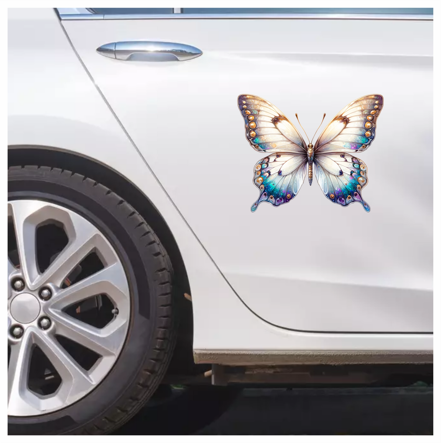 Butterfly White Blue Wings Vinyl Sticker Decal