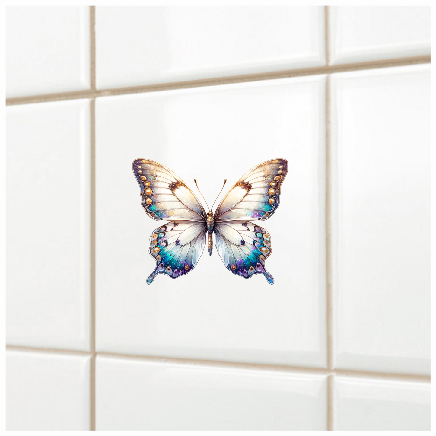 Butterfly White Blue Wings Vinyl Sticker Decal