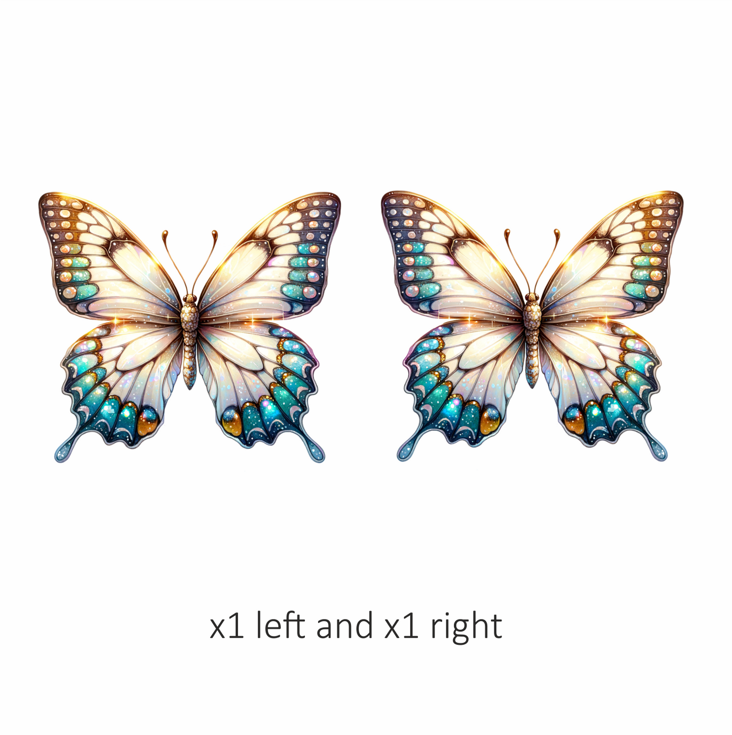 Butterfly White Blue Sparkles Elegant Wings Vinyl Sticker Decal