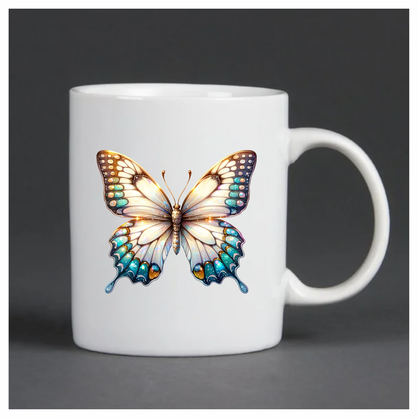 Butterfly White Blue Sparkles Elegant Wings Vinyl Sticker Decal