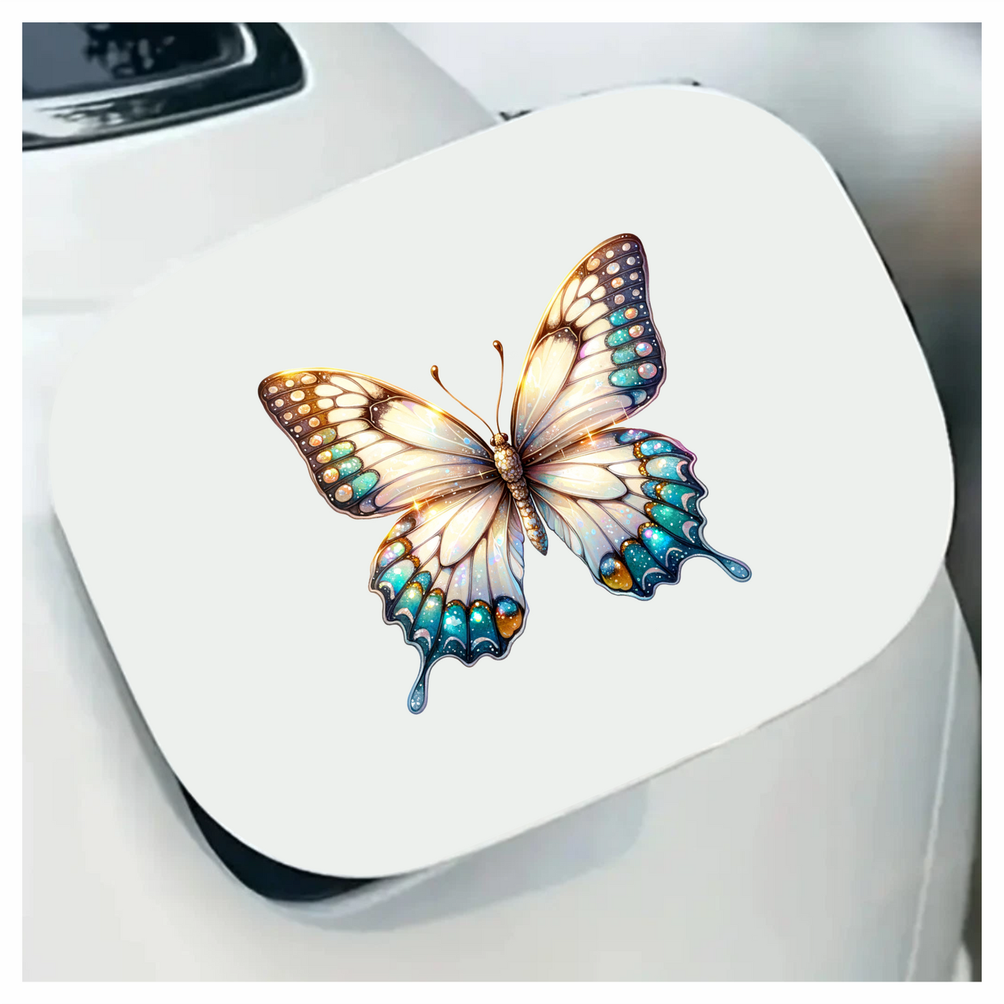 Butterfly White Blue Sparkles Elegant Wings Vinyl Sticker Decal