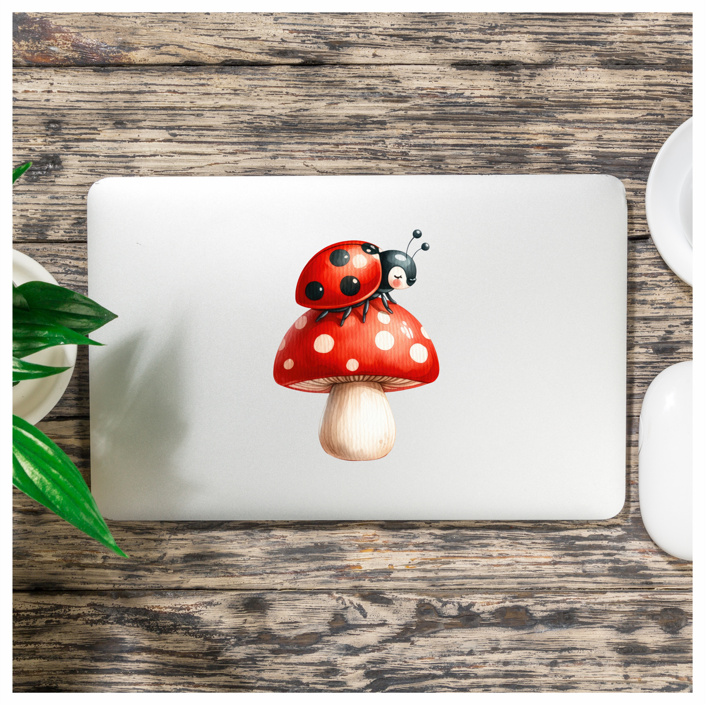 Ladybug Red Mushroom Vinyl Sticker Decal
