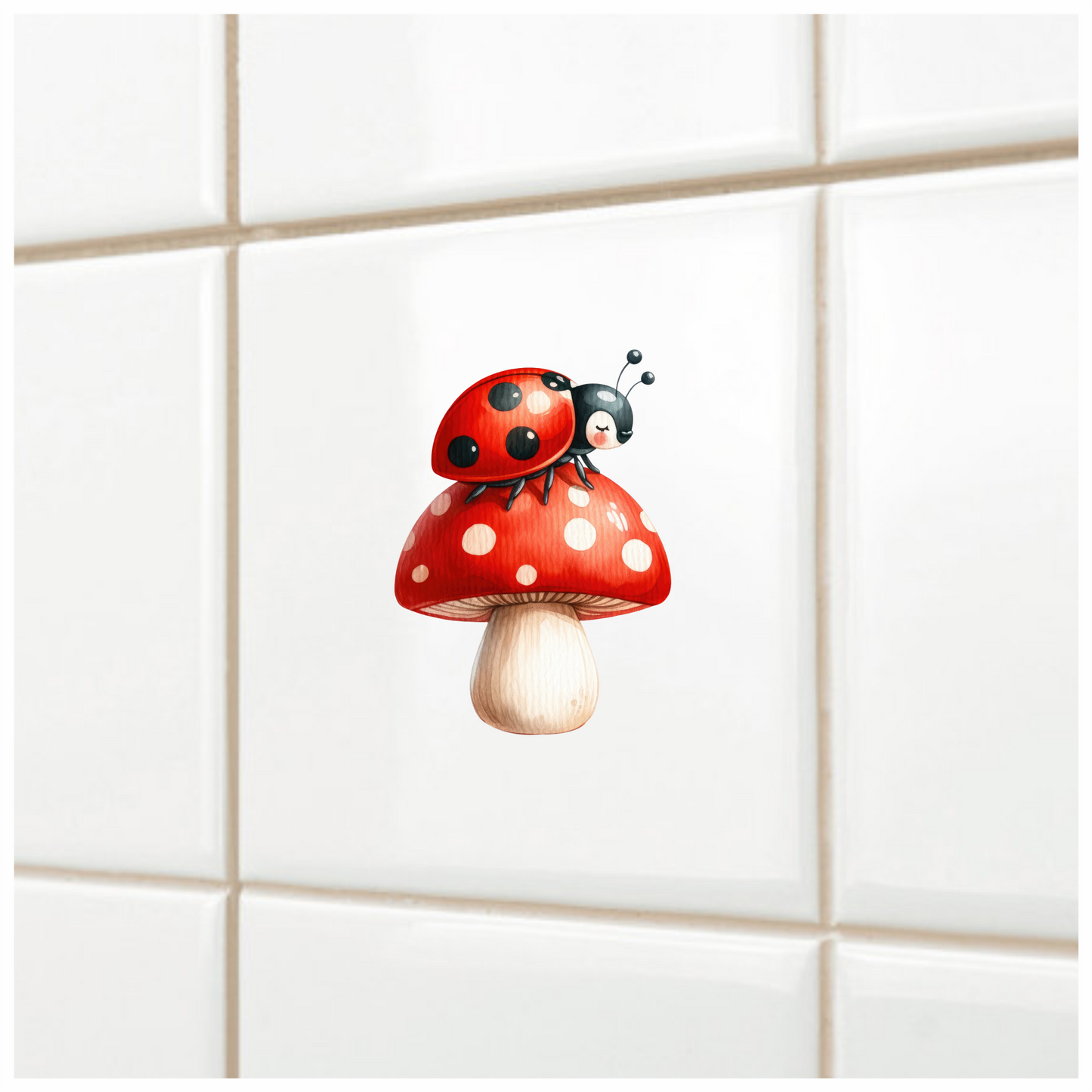 Ladybug Red Mushroom Vinyl Sticker Decal