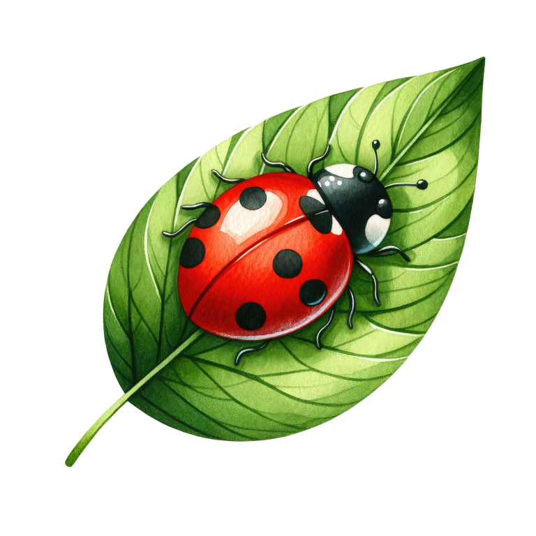 Red Ladybug Green Leaf Vinyl Sticker Decal