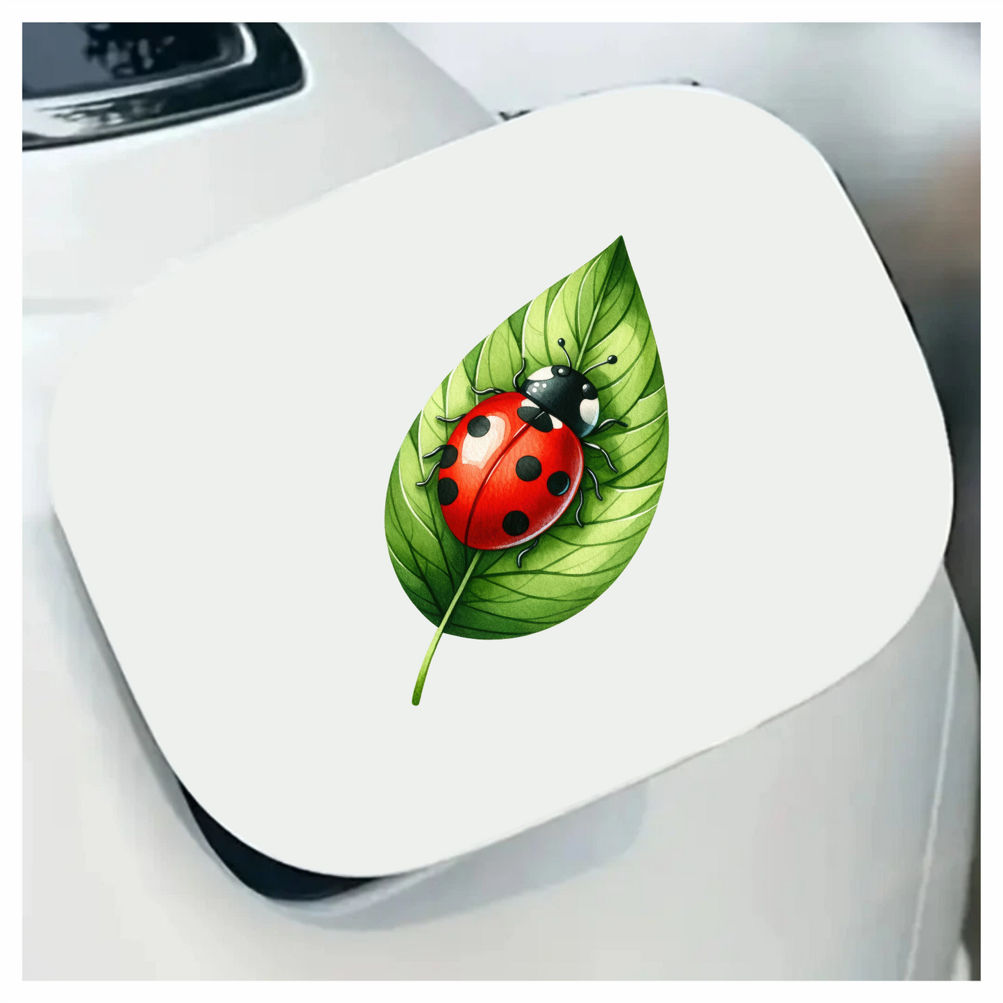 Red Ladybug Green Leaf Vinyl Sticker Decal